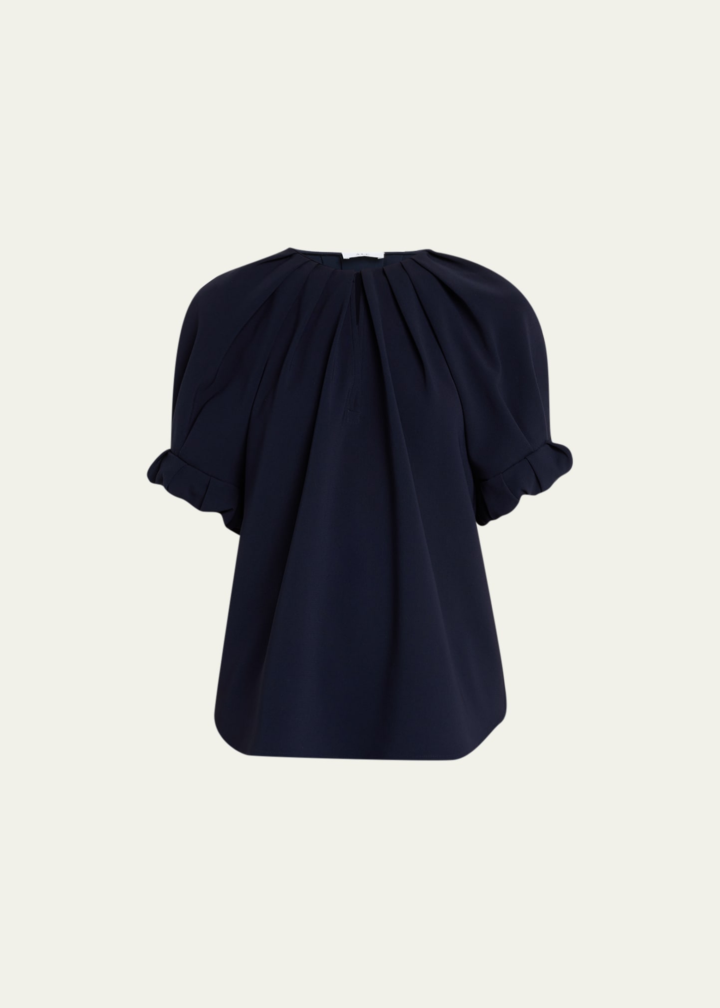 Carey II Pleated Puff-Sleeve Top