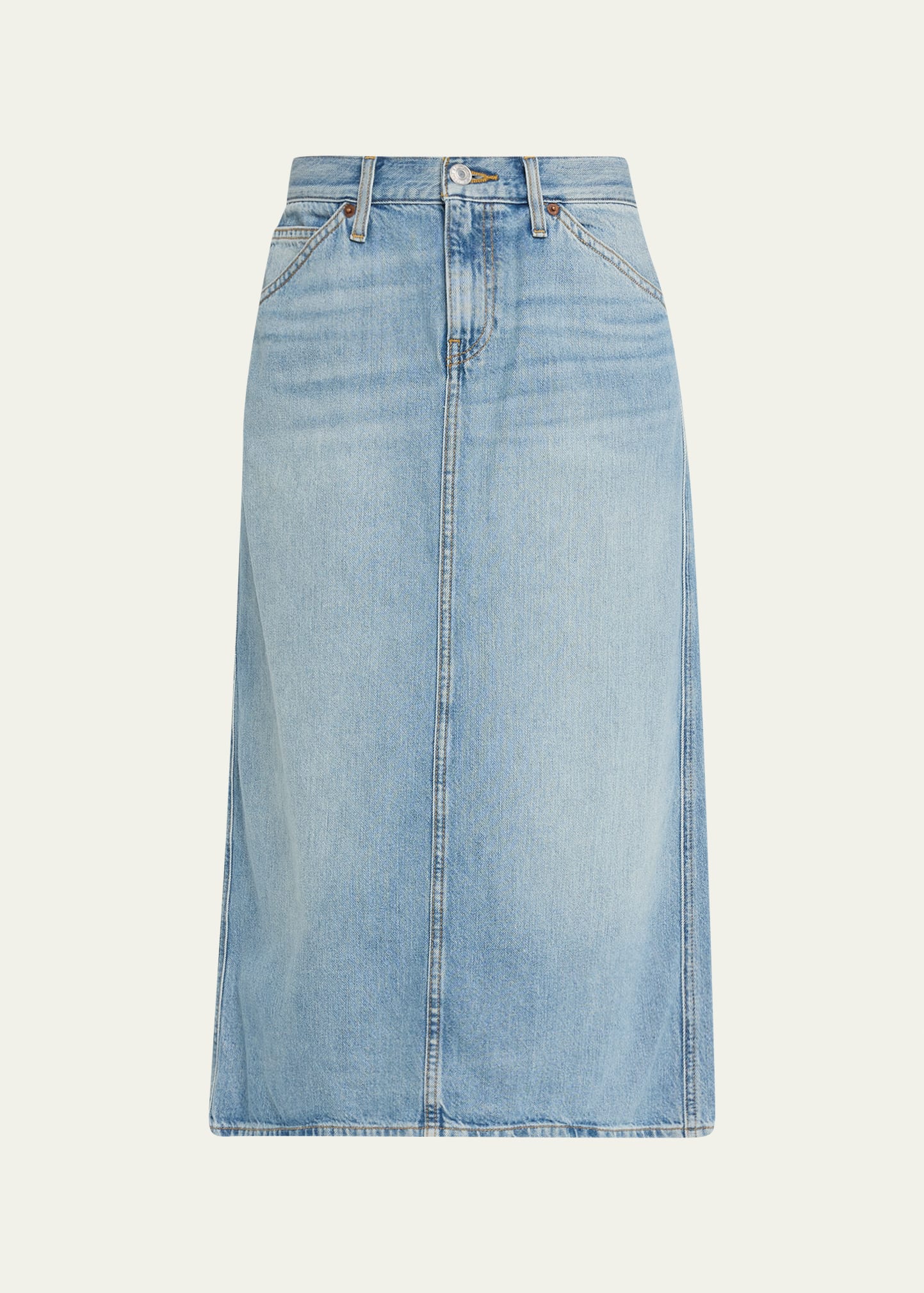 Low Rider Denim Midi Skirt