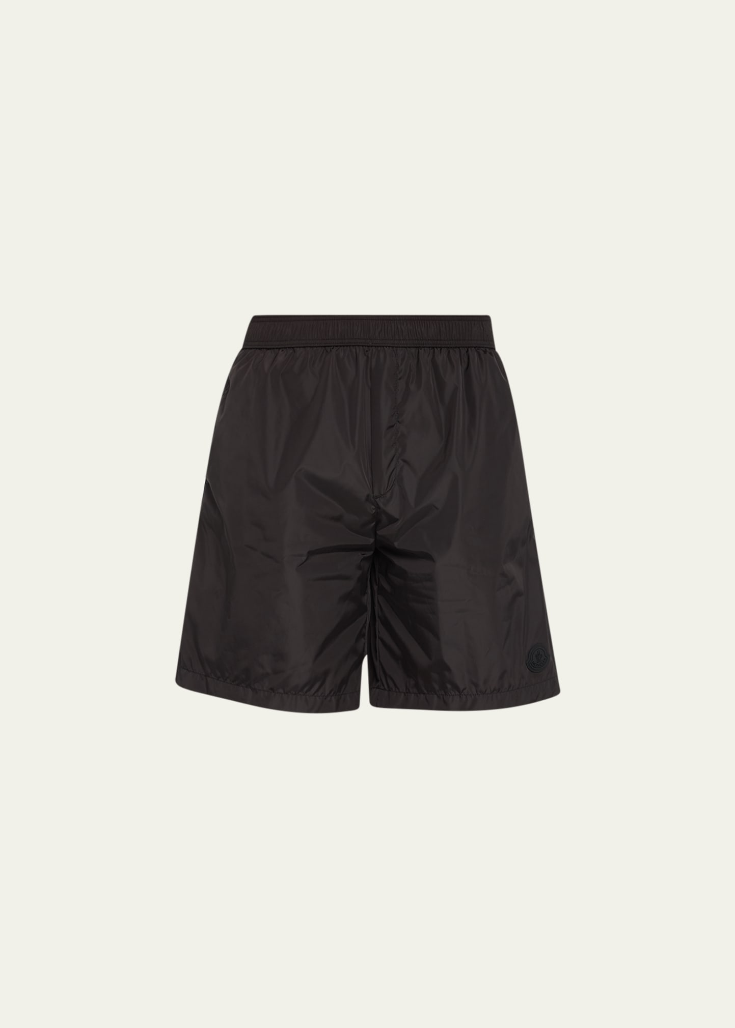 Shop Moncler Men's Logo Swim Shorts In Black