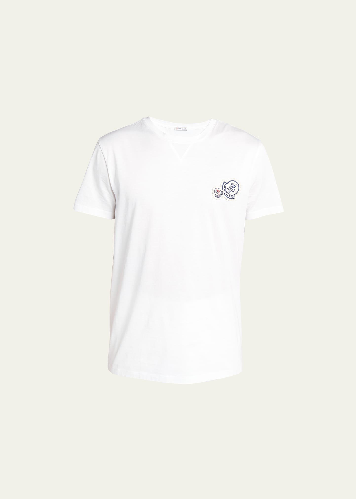 Shop Moncler Men's Double Logo Cotton Jersey T-shirt In White