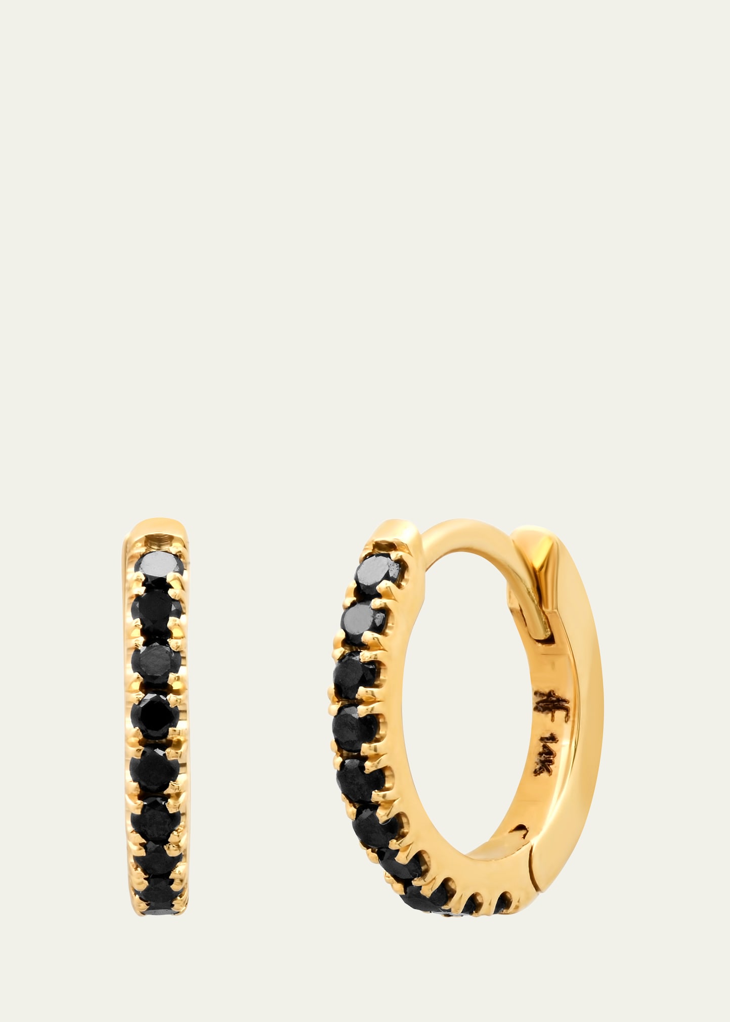 Andrea Fohrman 14k Yellow Gold Black Diamond Pave Huggie Earrings