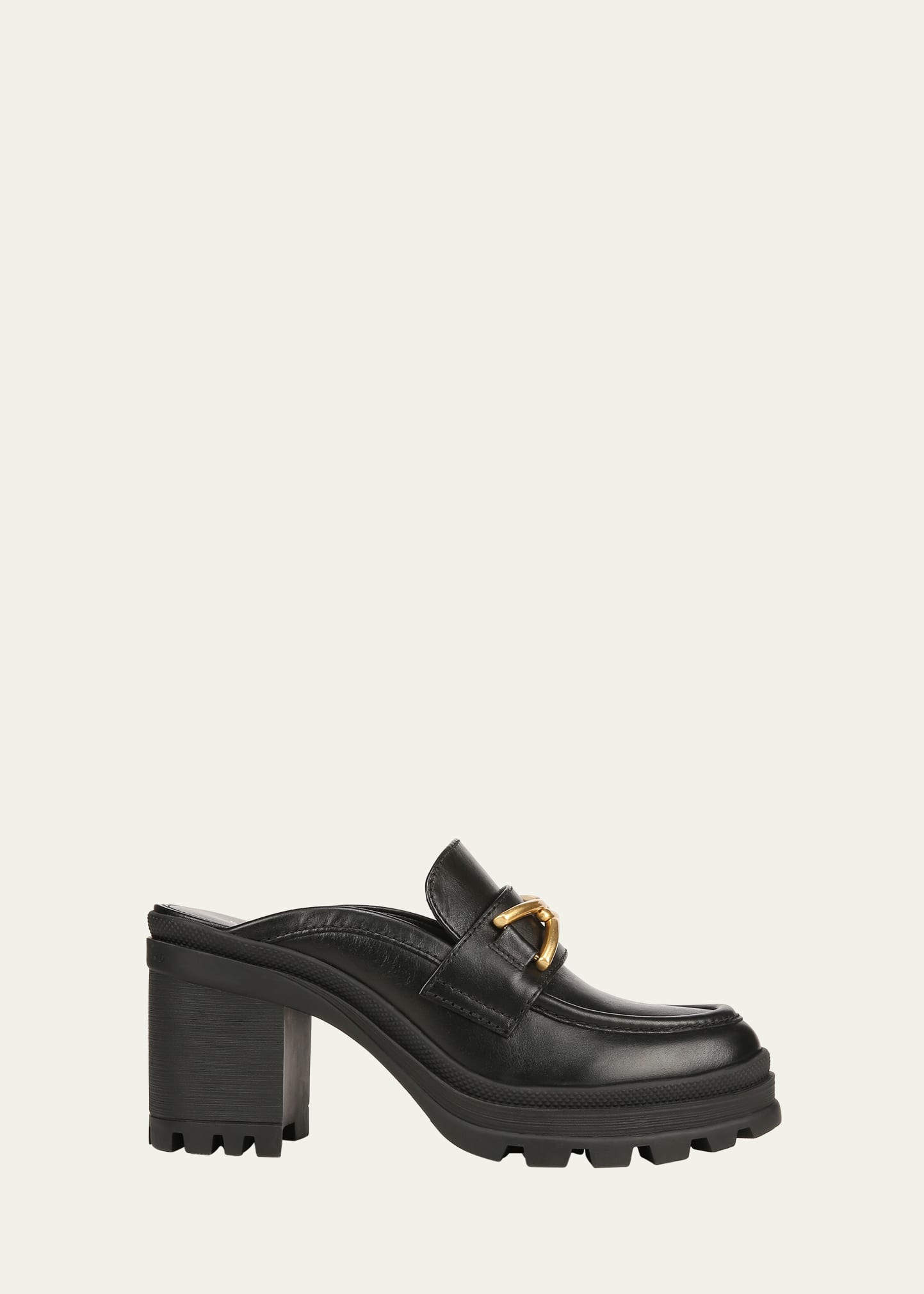 Veronica Beard Wynter Leather Heeled Loafer Mules In Black