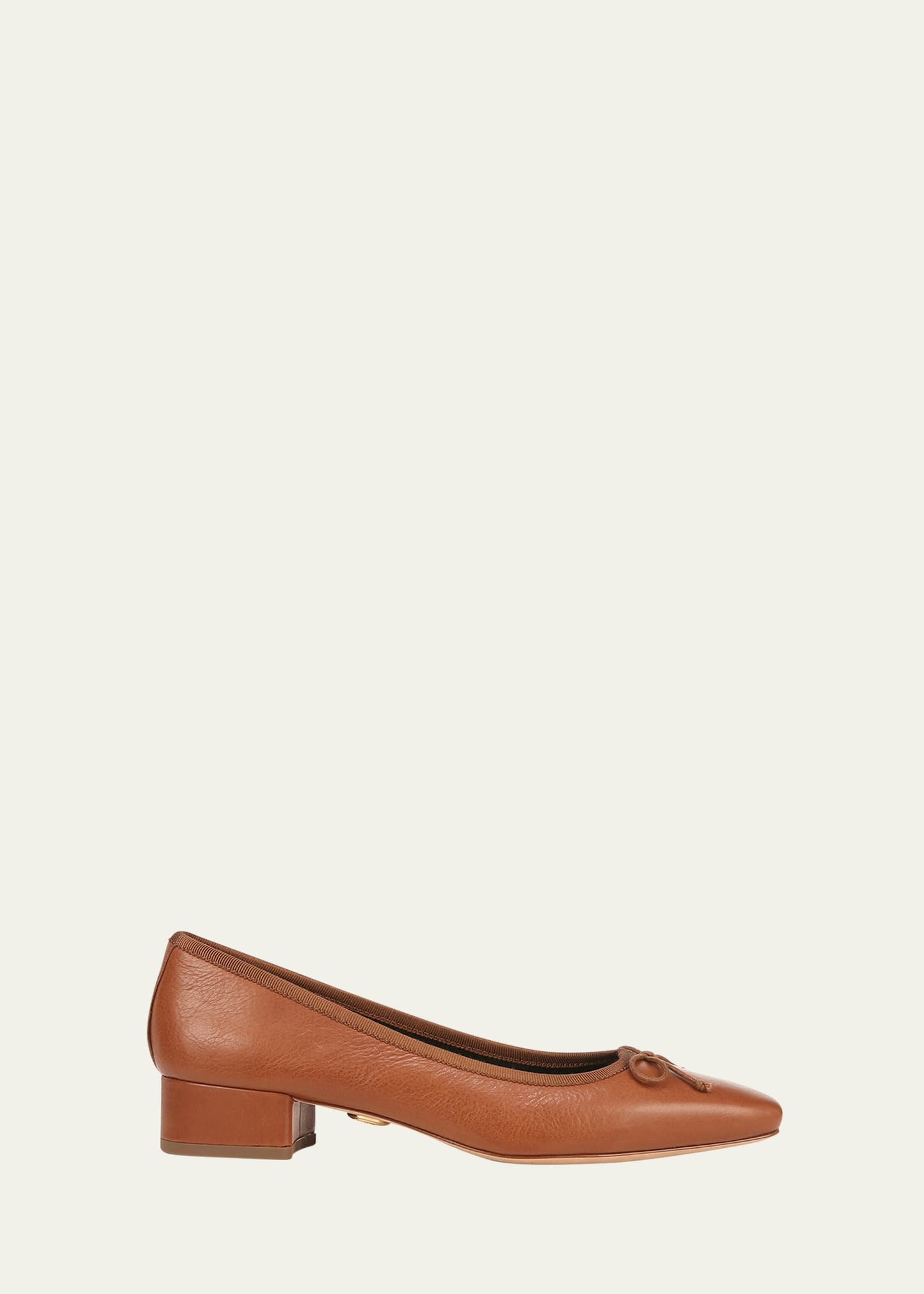 Veronica Beard Cecelia Leather Block-heel Ballerina Pumps In Caramel