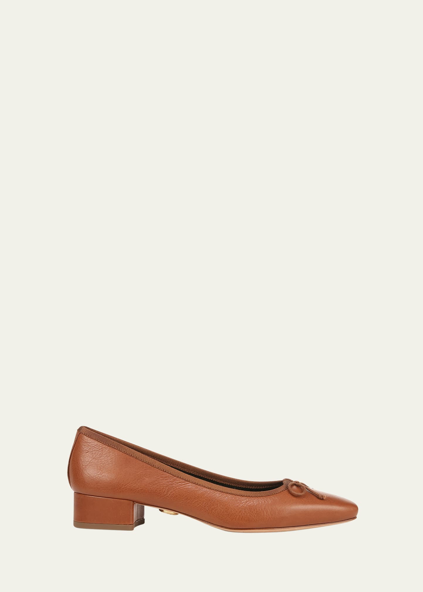 Shop Veronica Beard Cecelia Leather Block-heel Ballerina Pumps In Caramel