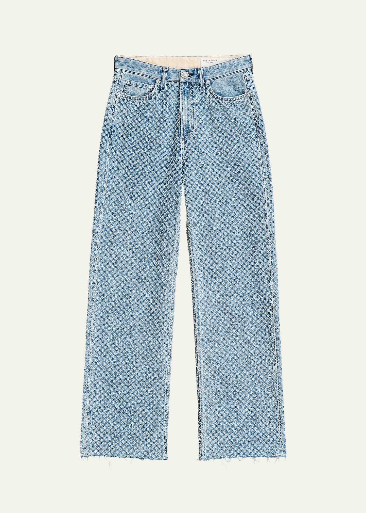 Rag & Bone Logan Raw Hem Textured Wide Leg Jeans In Indtweed
