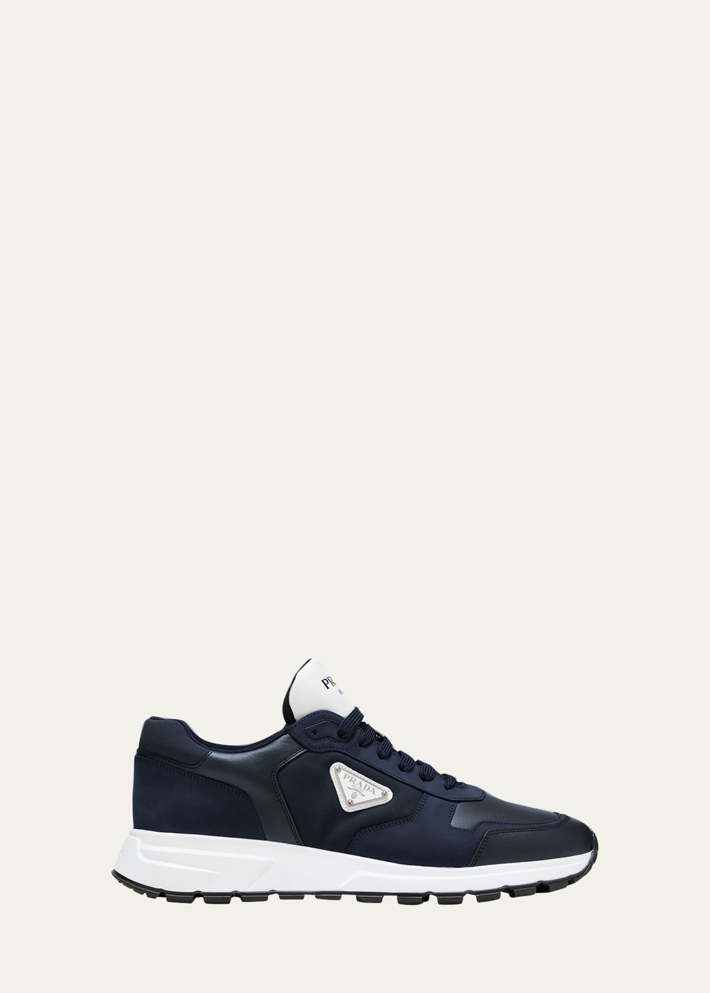 Prada Men's Prax Nubuck Leather And Nylon Runner Sneakers In Black