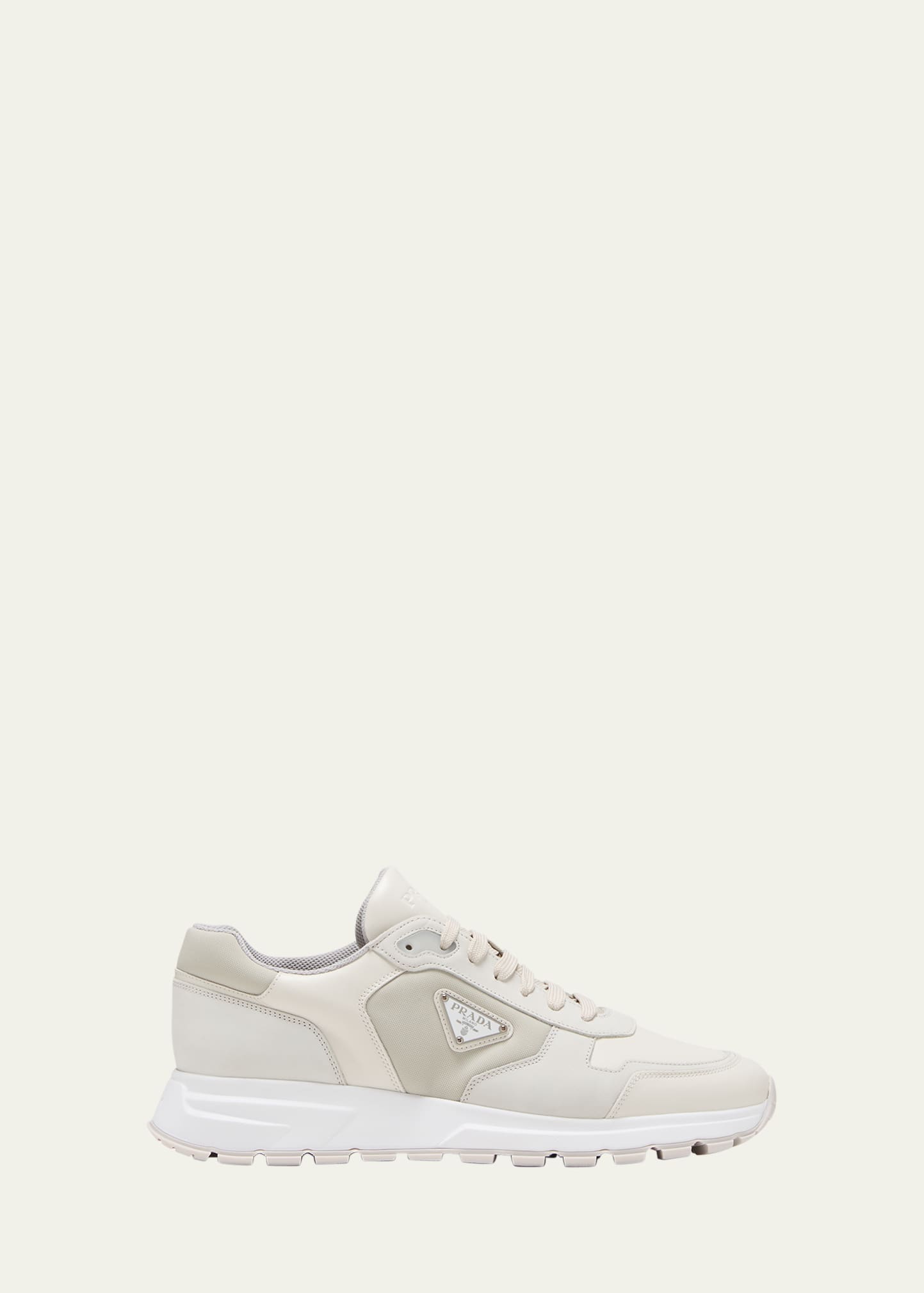 Prada Men's Prax Nubuck Leather And Nylon Runner Sneakers In White