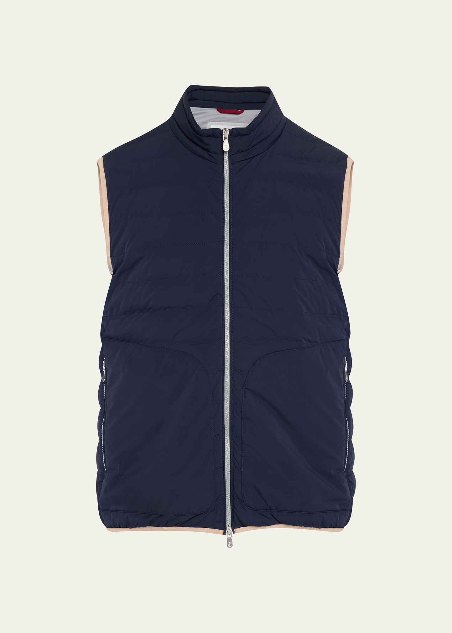 Shop Brunello Cucinelli Men's Quilted Down Zip-front Vest In Navy