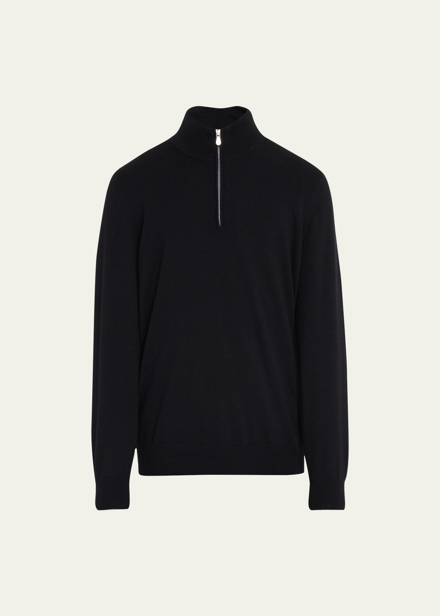 Brunello Cucinelli Men's Cashmere Quarter-zip Sweater In Black