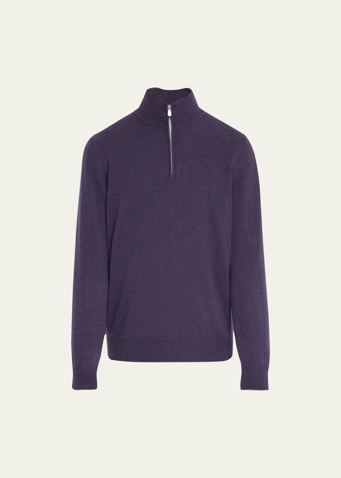 Brunello Cucinelli Men's Cashmere Quarter-zip Sweater In Purple