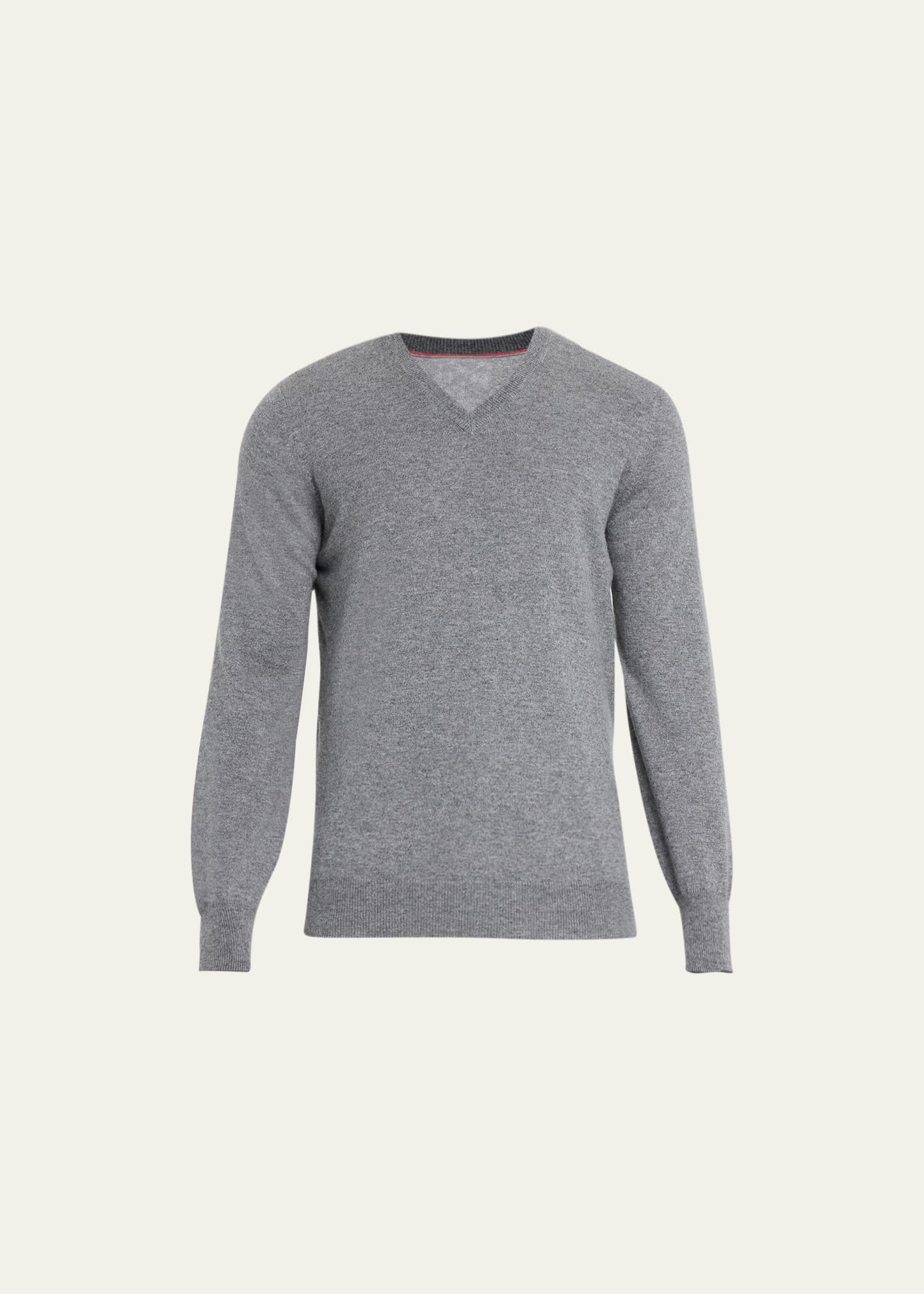 Brunello Cucinelli Men's Cashmere V-neck Sweater In Dark Grey