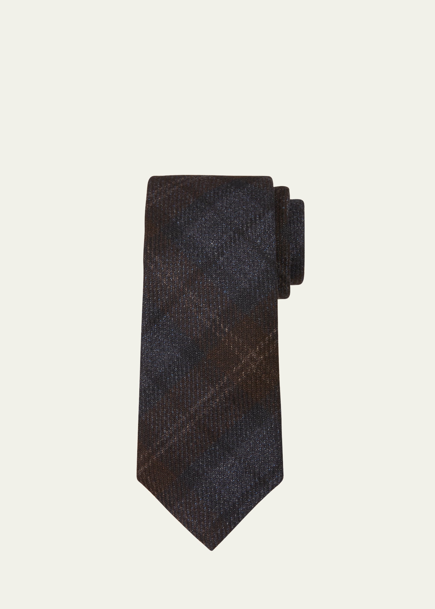 Brunello Cucinelli Men's Wool, Cashmere And Silk Tie In C612 Blue Brown
