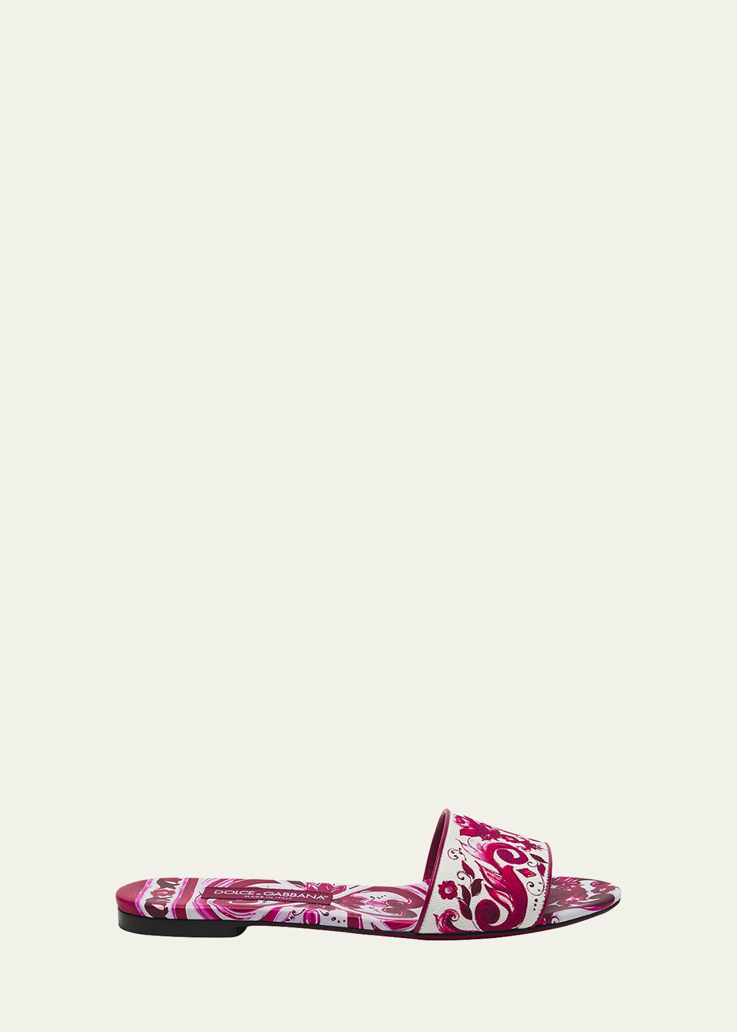Dolce & Gabbana Majolica-print Flat Slides In He3ob Azulejos