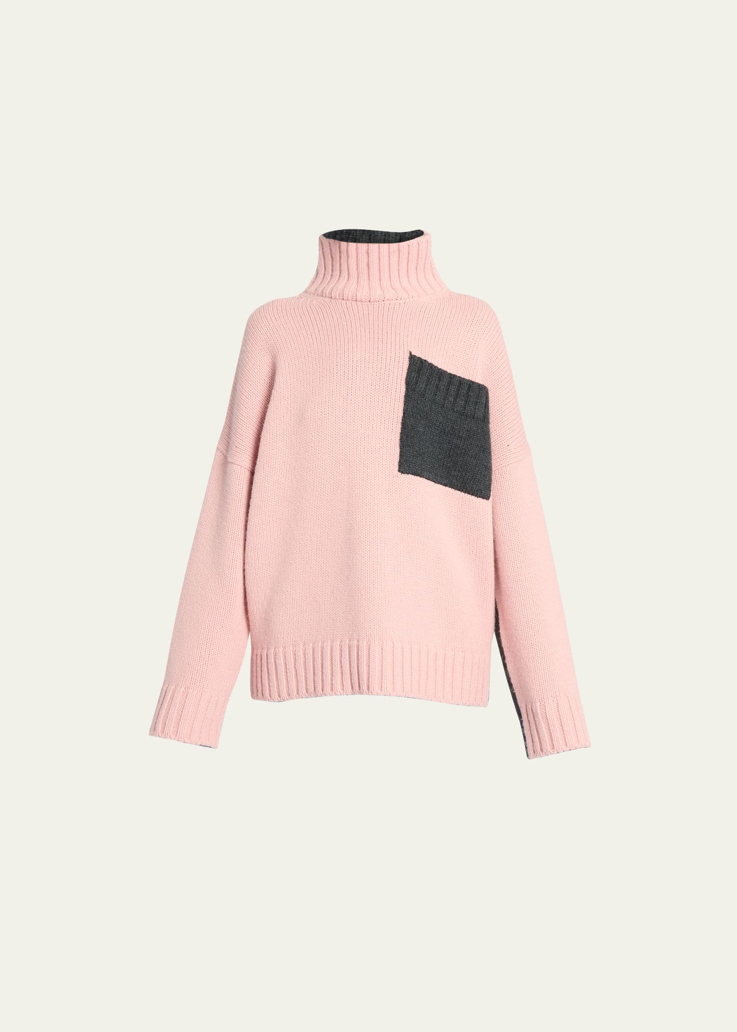 Jw Anderson Bicolor Patch Pocket Sweater In Pink/grey