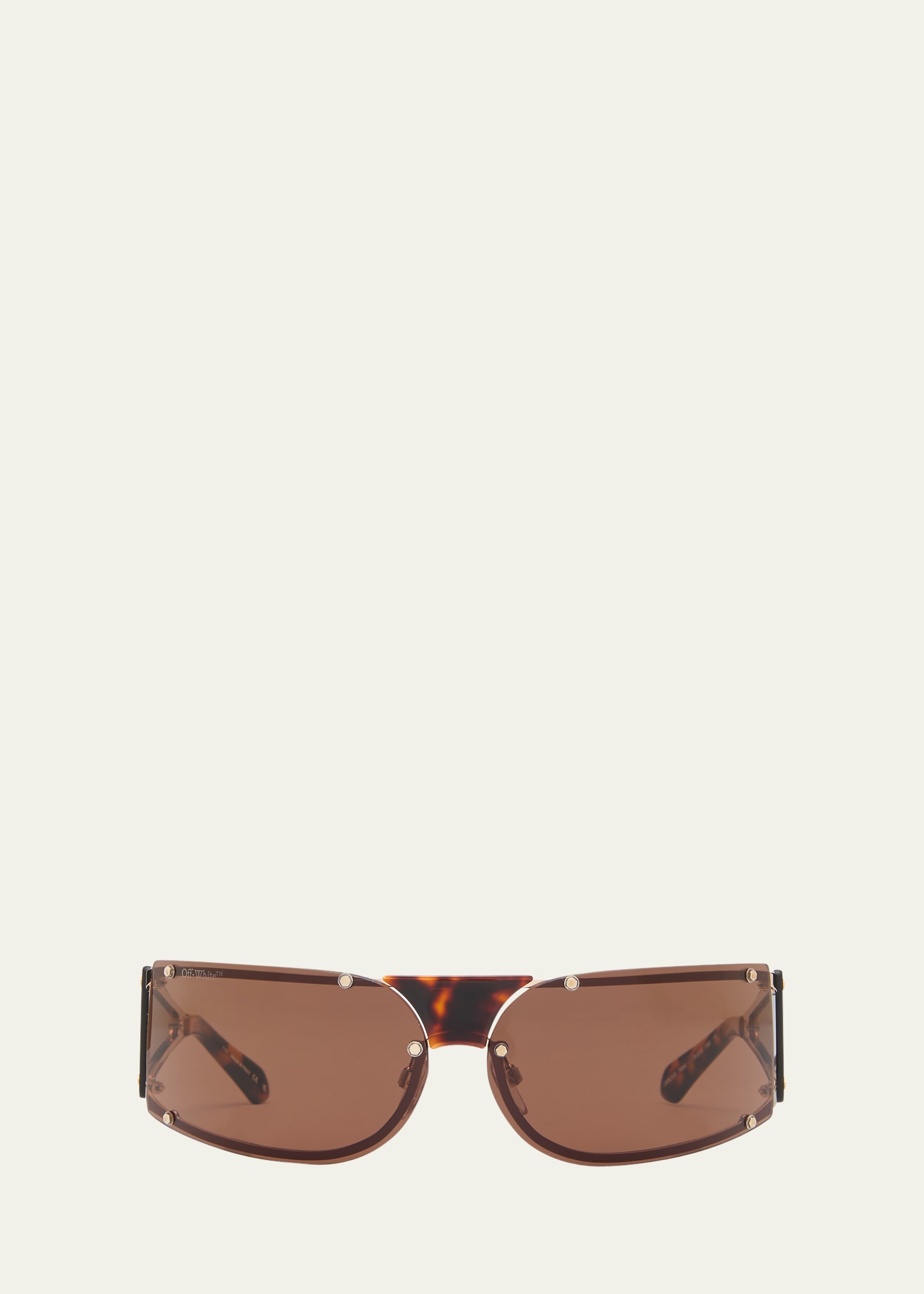 Off-white Kenema Mixed-media Wrap Sunglasses In Brown