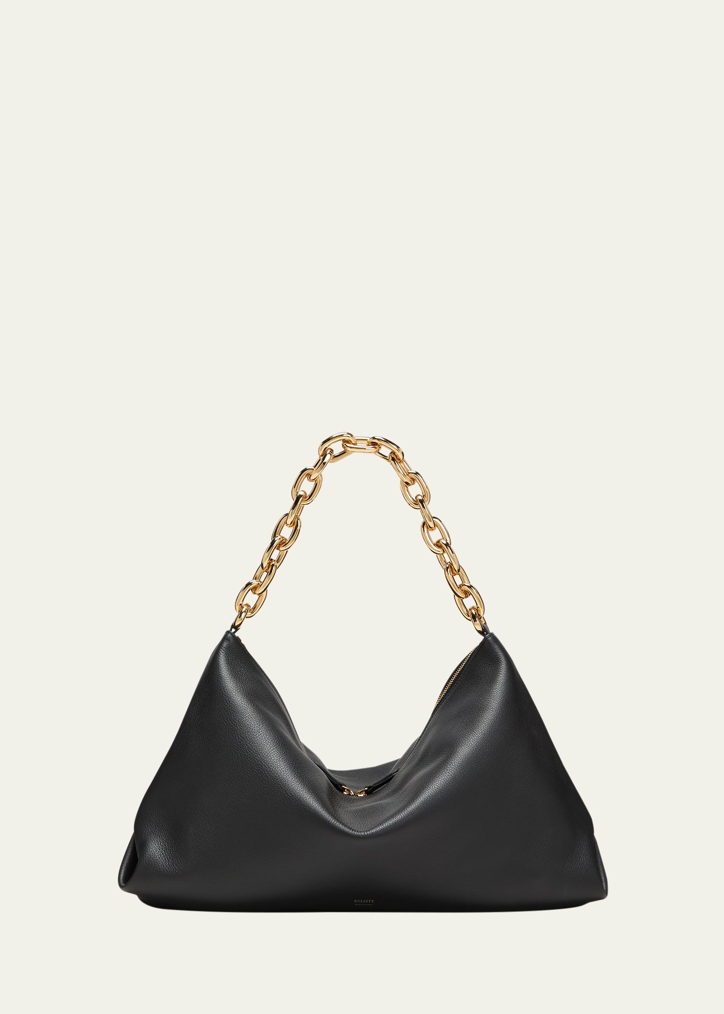 Khaite Clara Chain Leather Shoulder Bag In Black