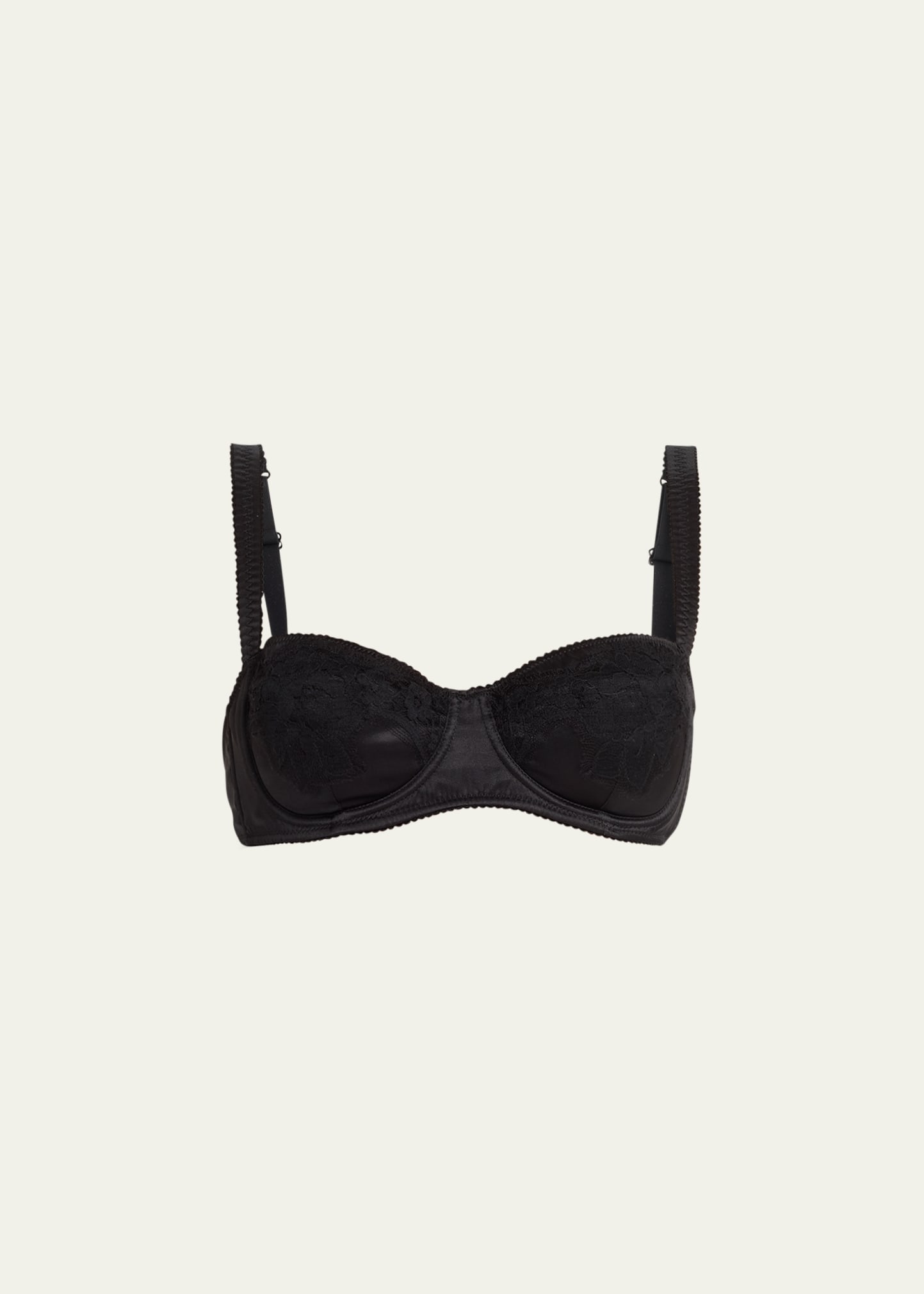 Dolce & Gabbana Lace Embroidered Silk Satin Bra In Black