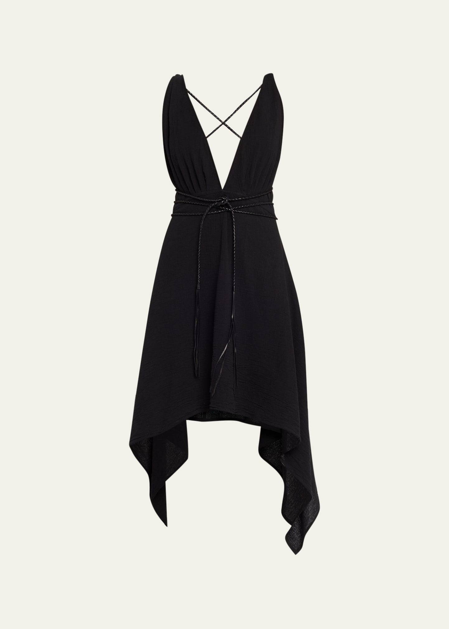 CARAVANA + NET SUSTAIN Charki leather-trimmed cotton-gauze dress