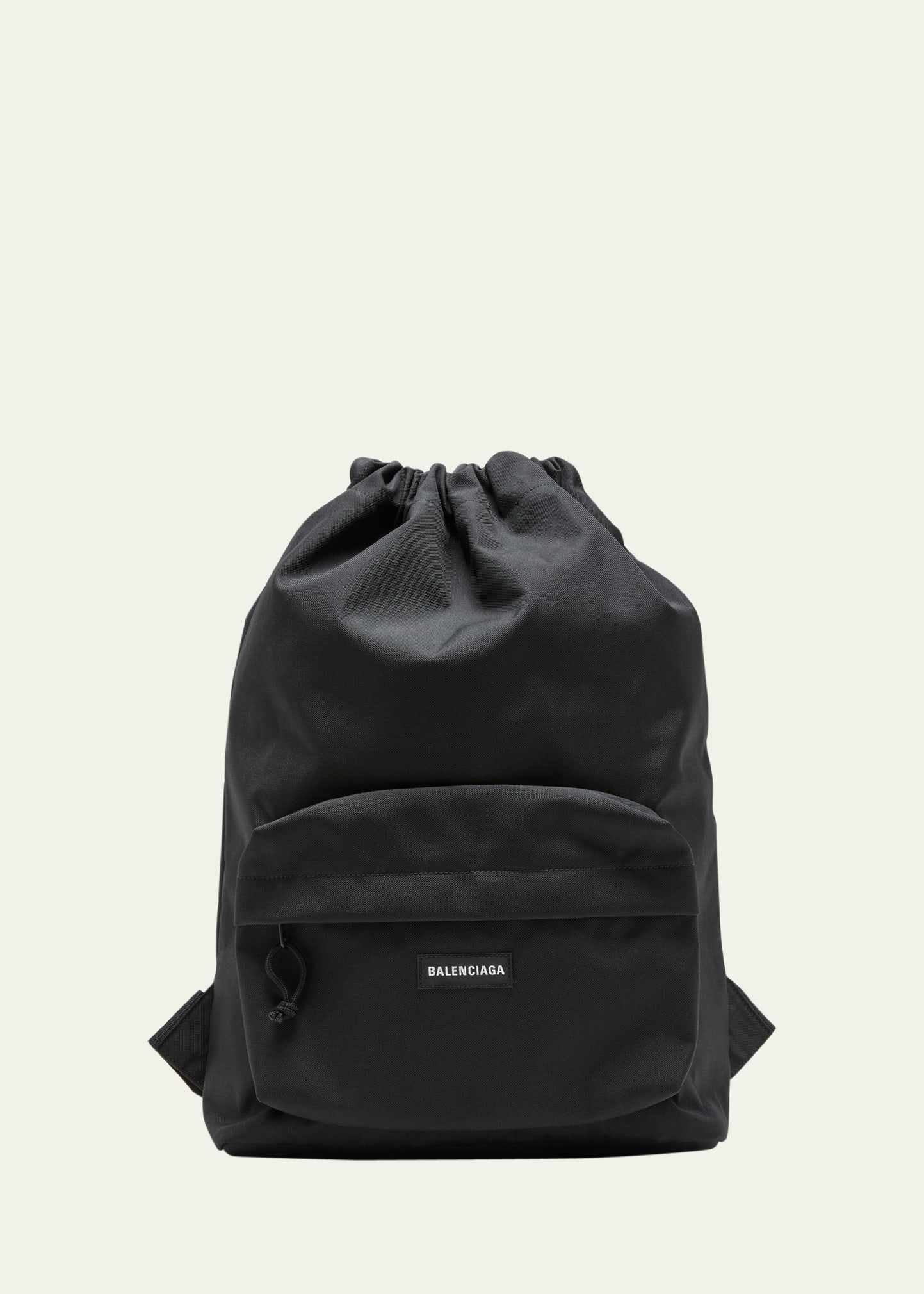 Balenciaga Men's Explorer Nylon Drawstring Backpack In Black