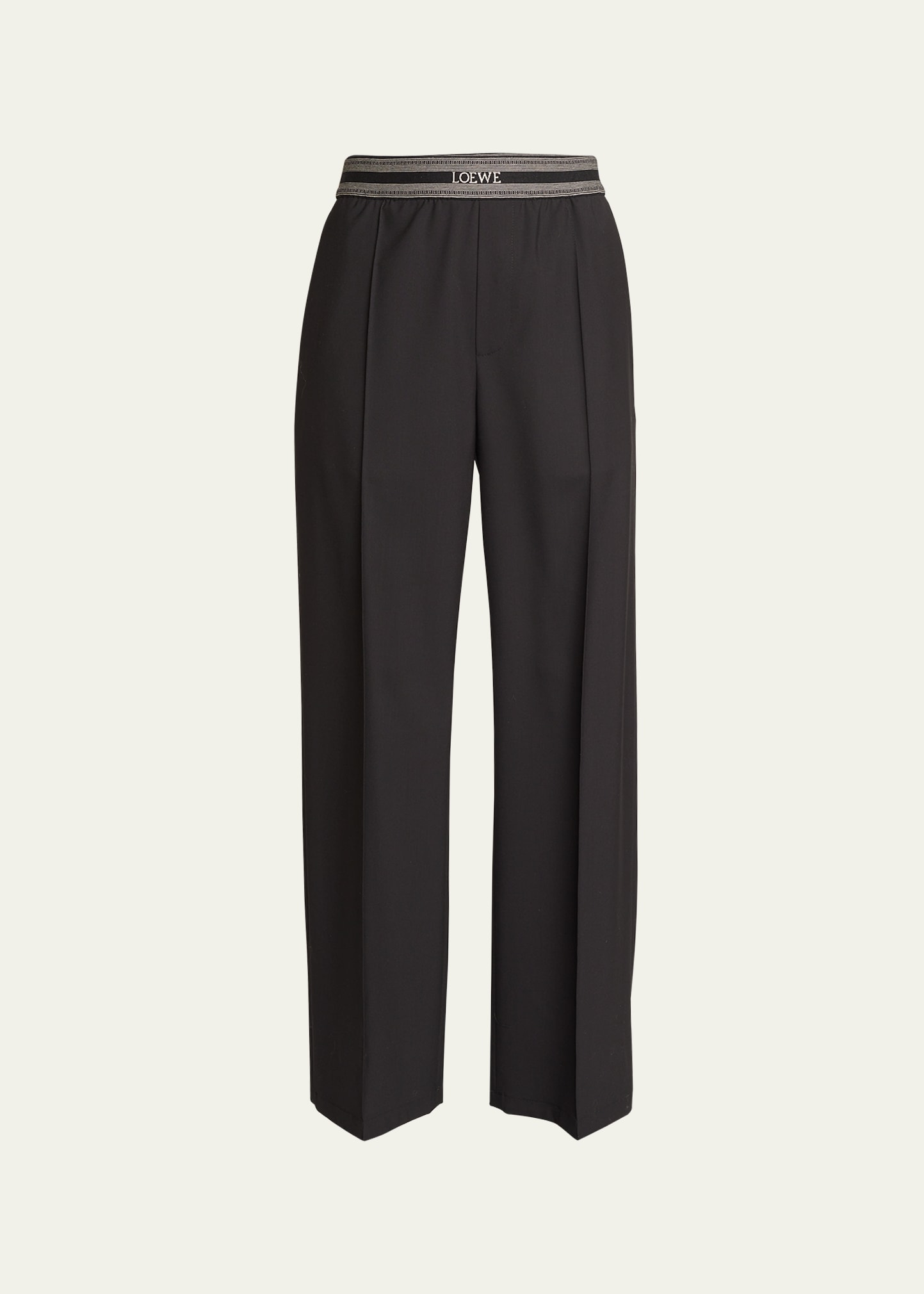 Pleated-Front Trousers with Branded Waistband