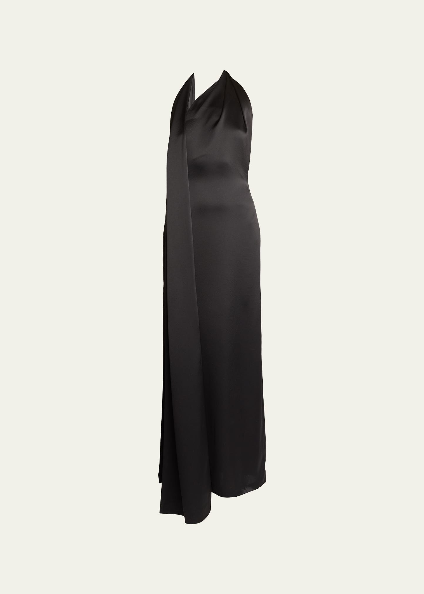 Loewe Satin Maxi Dress With Scarf In Black