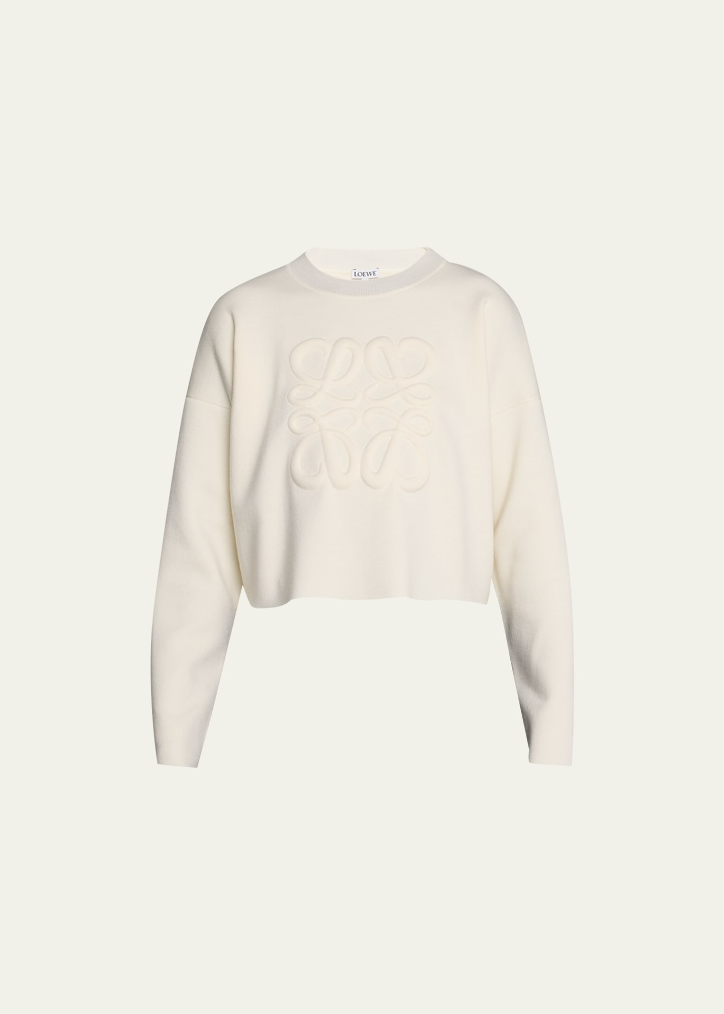 Loewe Short Wool Sweater With Anagram Detail In Camel