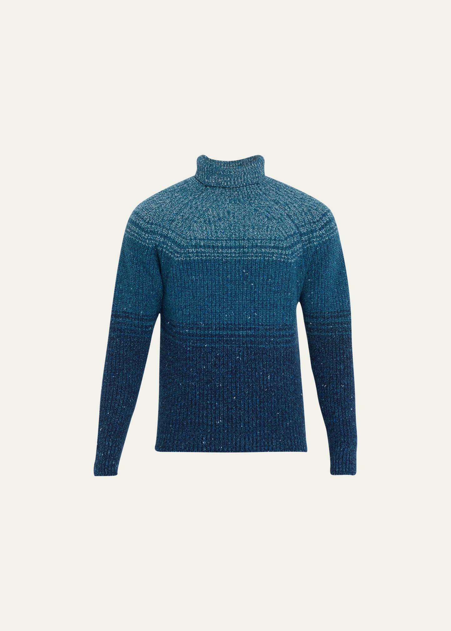 Inis Meain Boatbuilder Ribbed Merino-blend Roll-neck Sweater In 33 Ocean Blue Mix