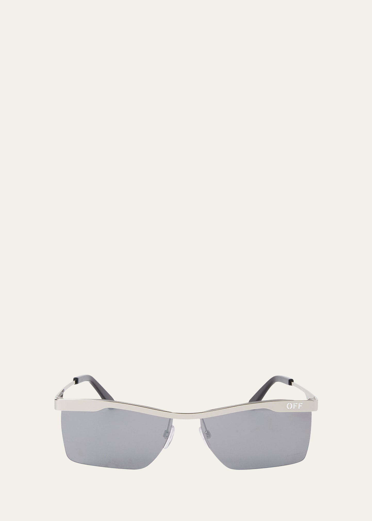 Shop Off-white Men's Rimini Metal Rectangle Sunglasses In Silver