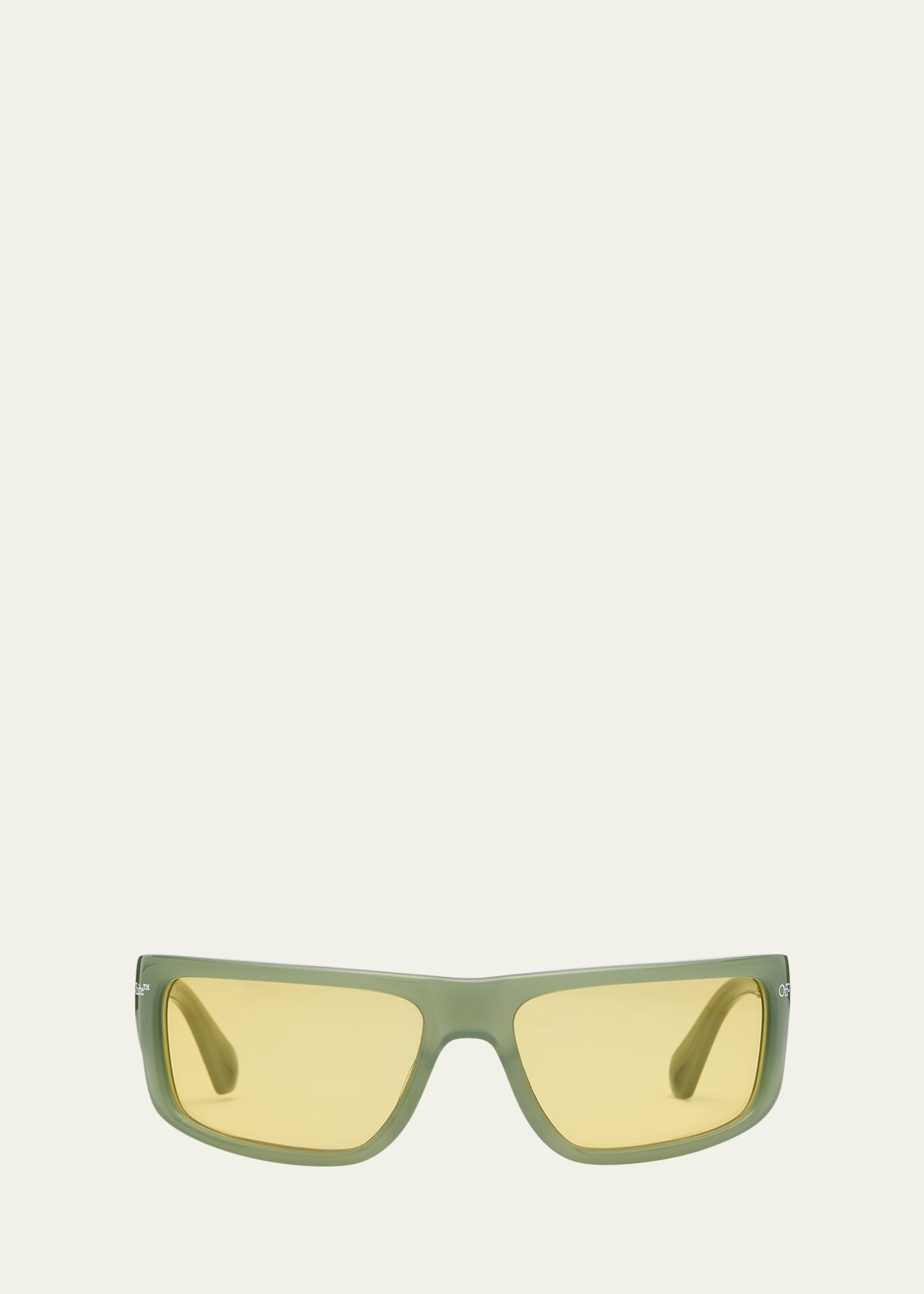 Shop Off-white Men's Bologna Acetate Wrap Sunglasses In Sage Green