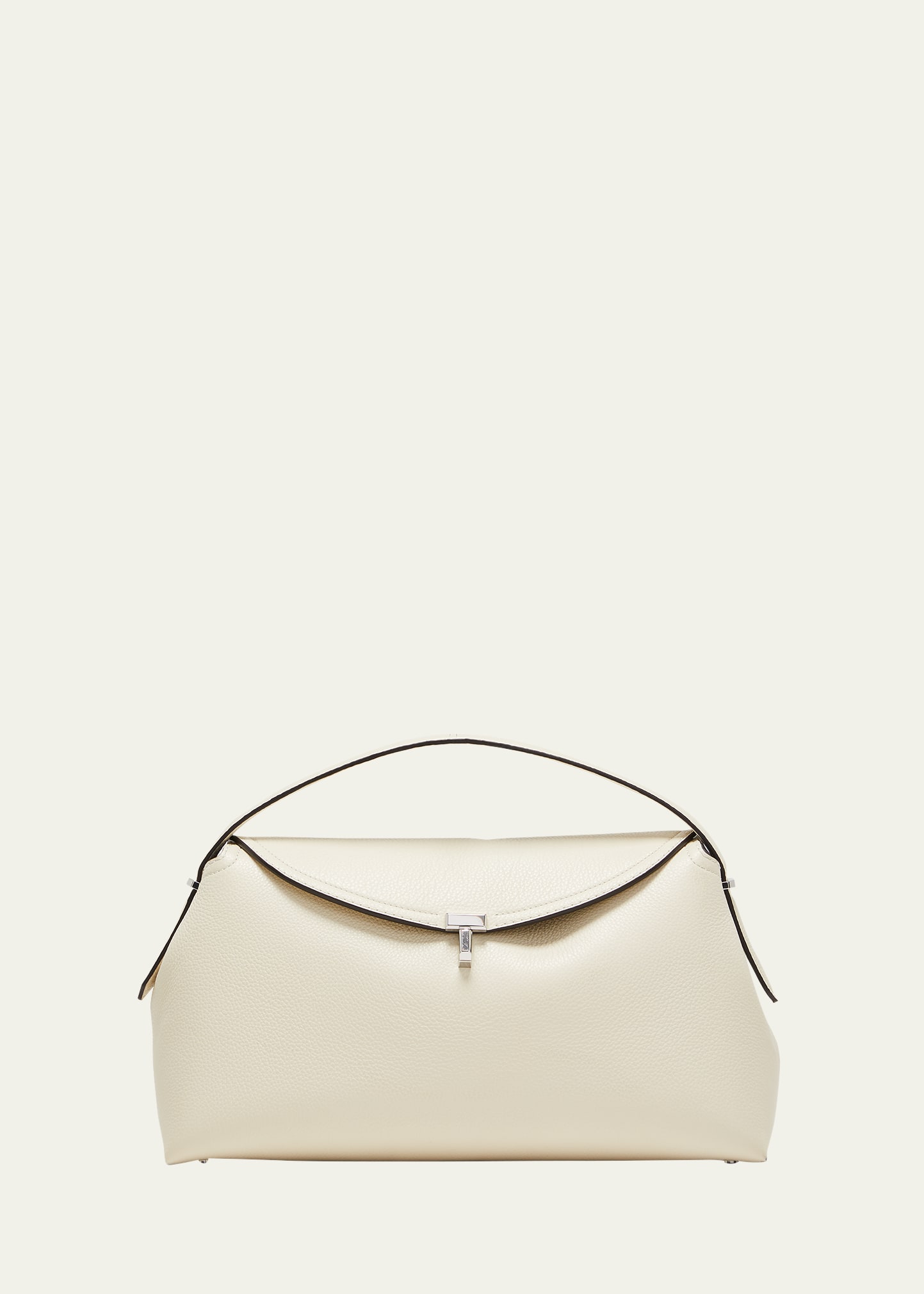 Totême T-lock Leather Top-handle Bag In 106 Milk