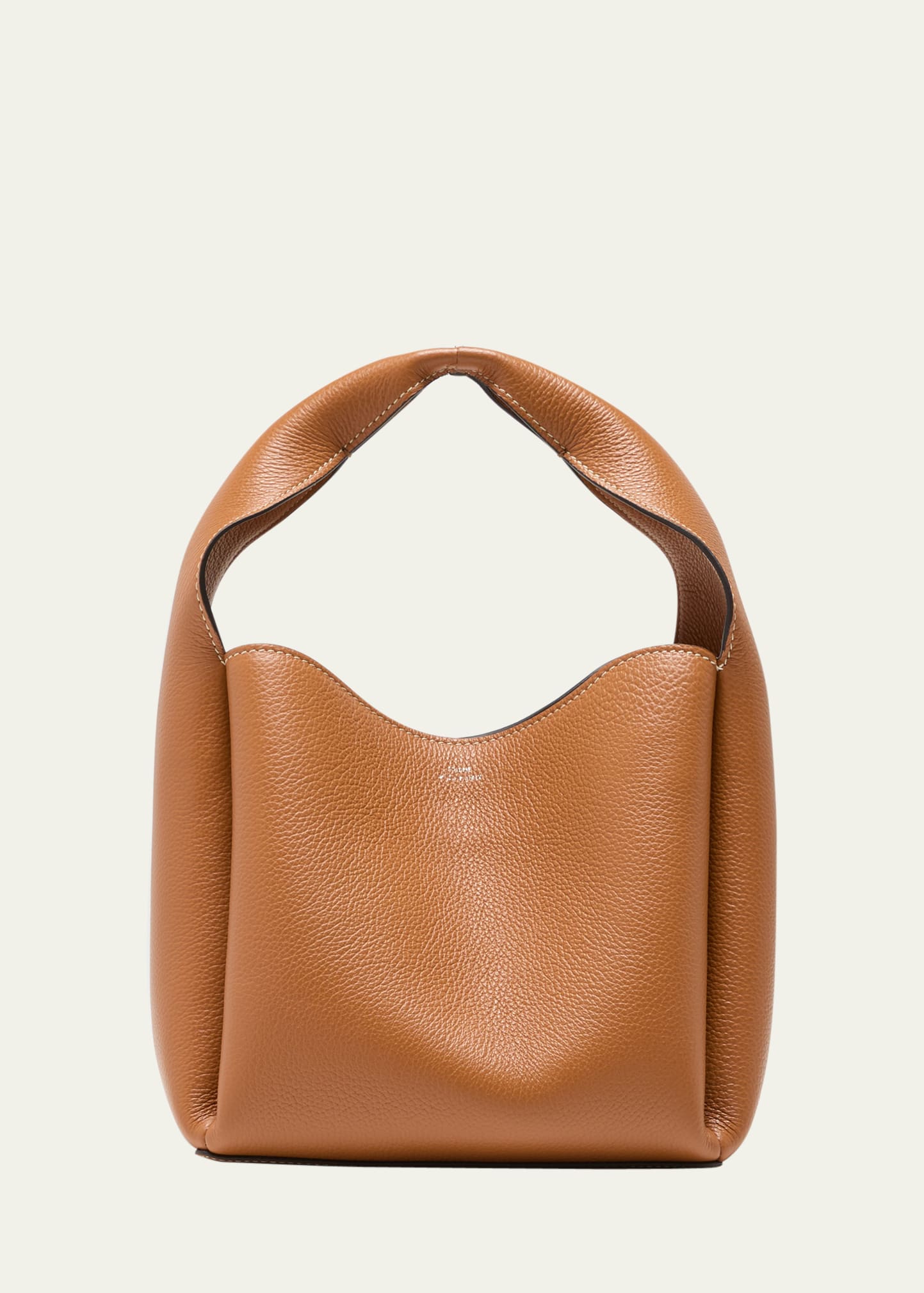 Totême Cubic Pebbled Leather Bucket Bag In 105 Tan