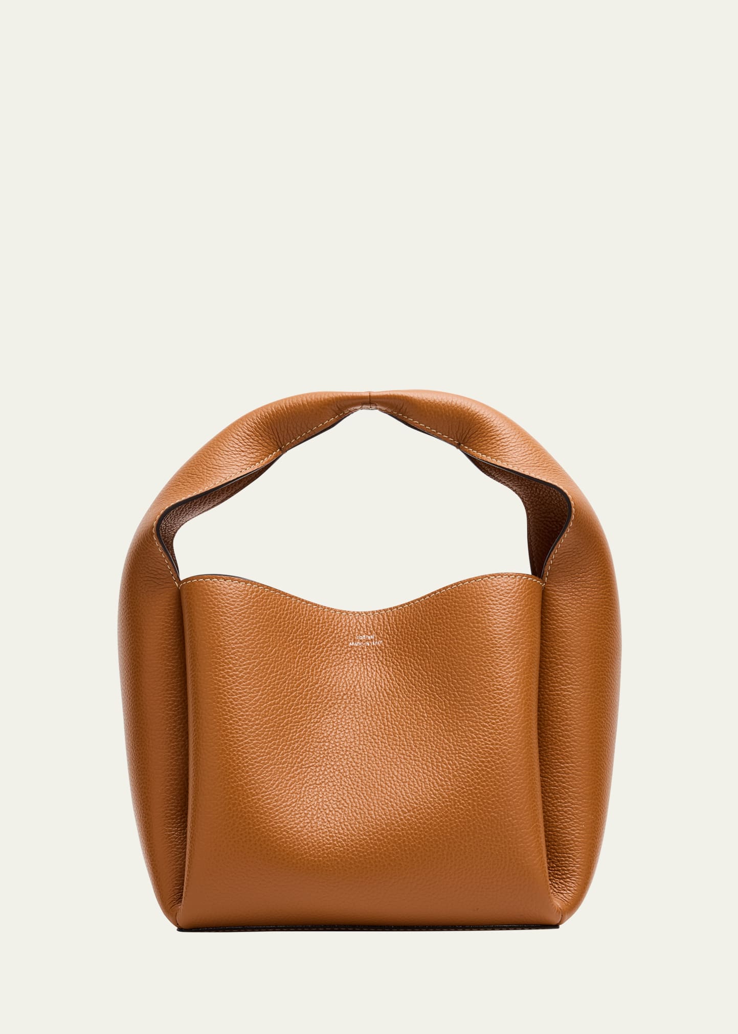 Totême Cubic Pebbled Leather Bucket Bag In 105 Tan