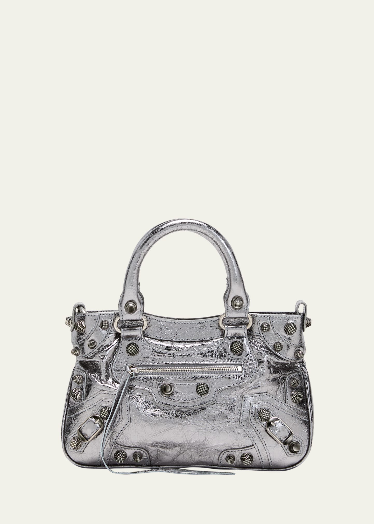 Balenciaga Neo Cagole Small Metallic Tote Bag In Silver