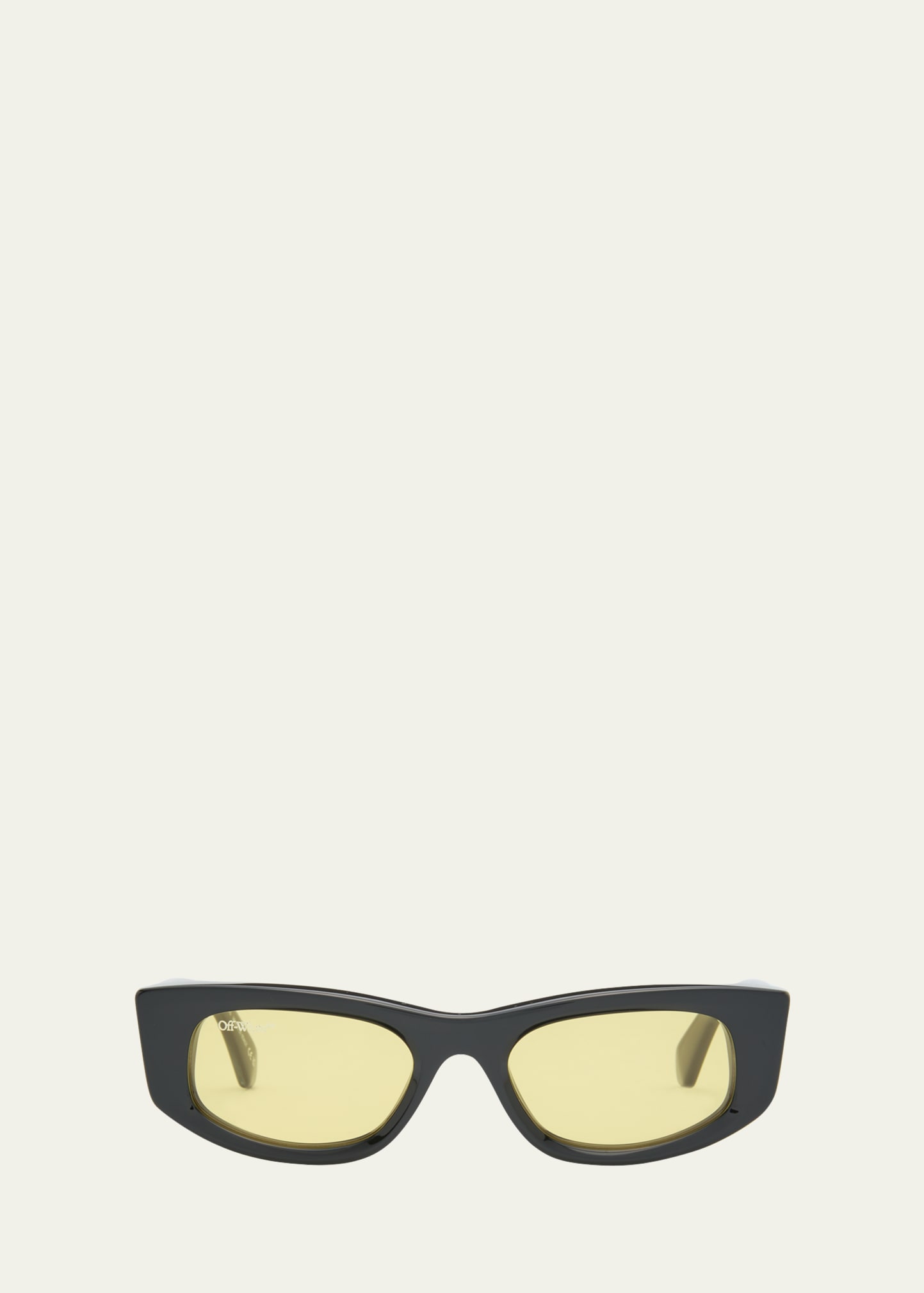 Shop Off-white Men's Matera Acetate Rectangle Sunglasses In Black Yellow