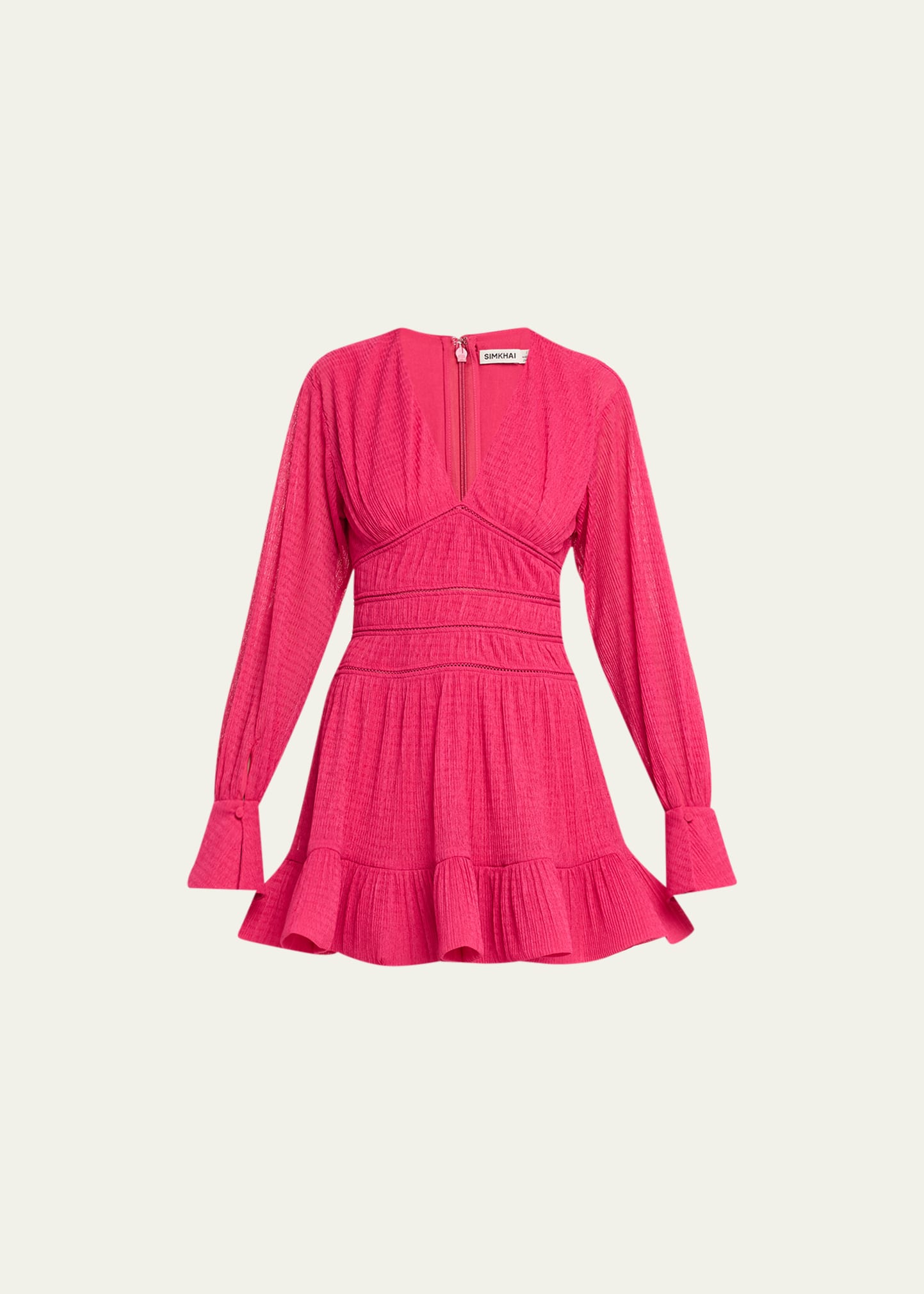 Simkhai Cristabel Tiered Overlay Mini Dress In Amaranth