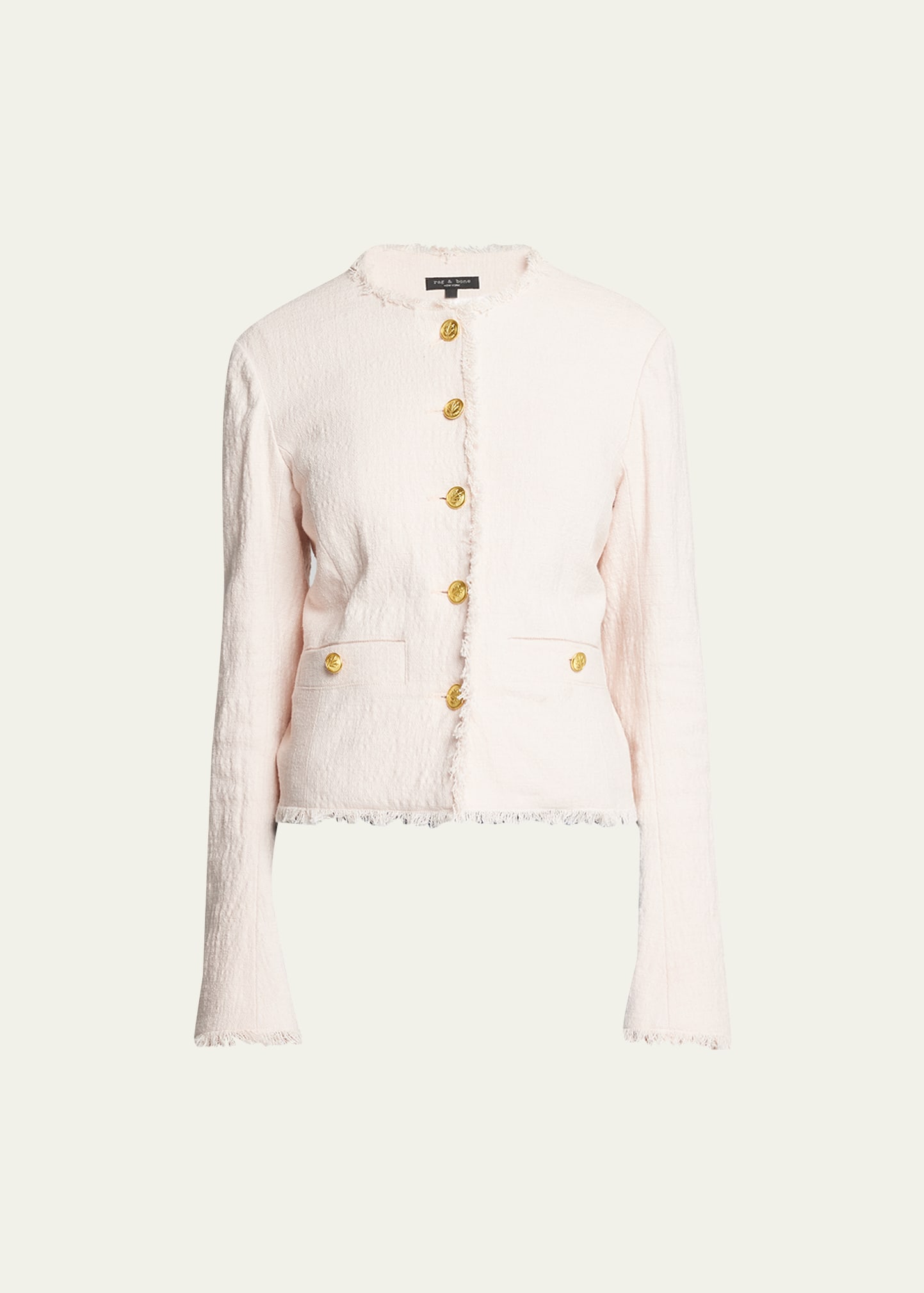 Rag & Bone Carmen Womens Tweed Frayed Collarless Blazer In Pink