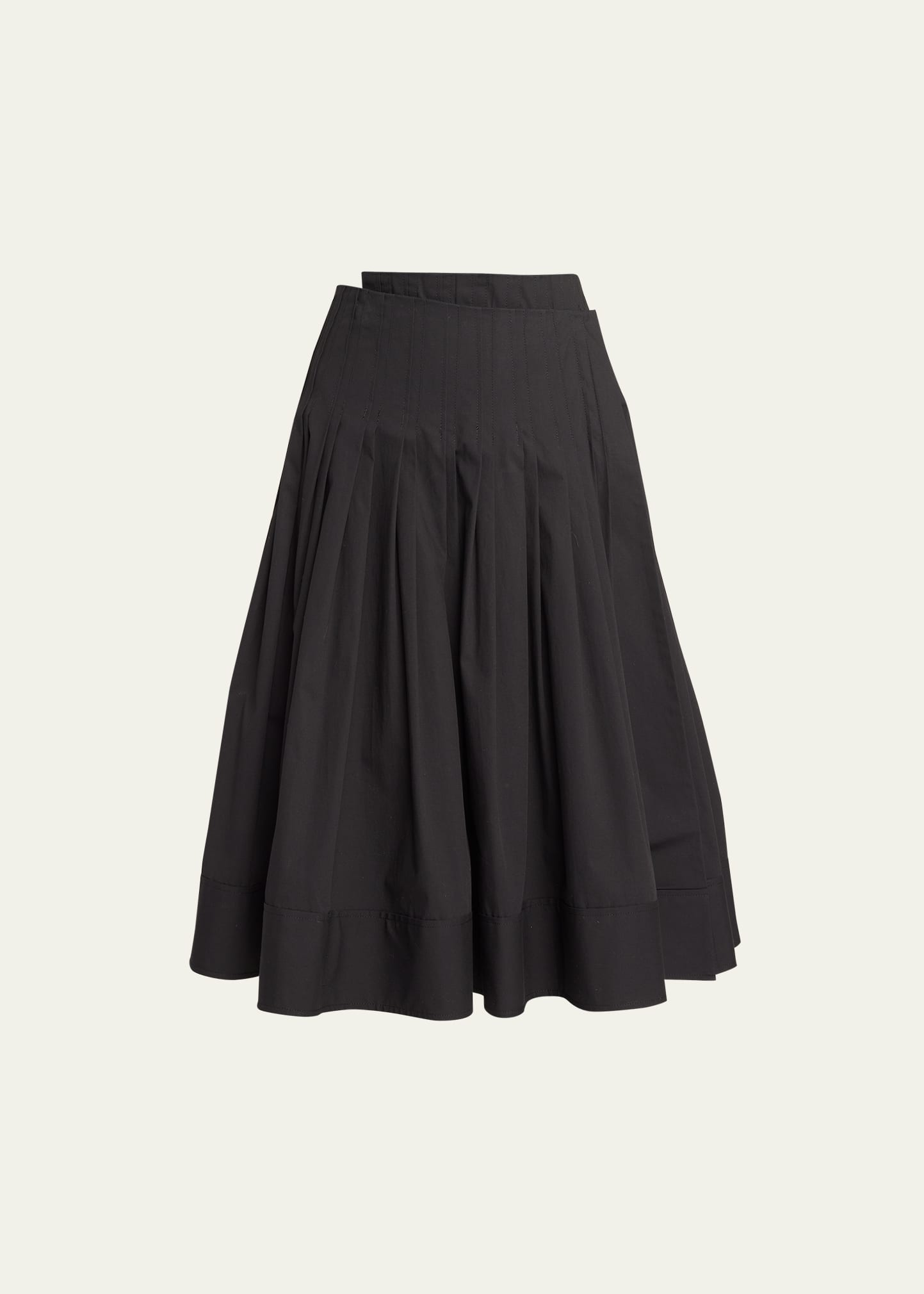 Proenza Schouler Eco Poplin Pleated Wrap Midi Skirt In Black