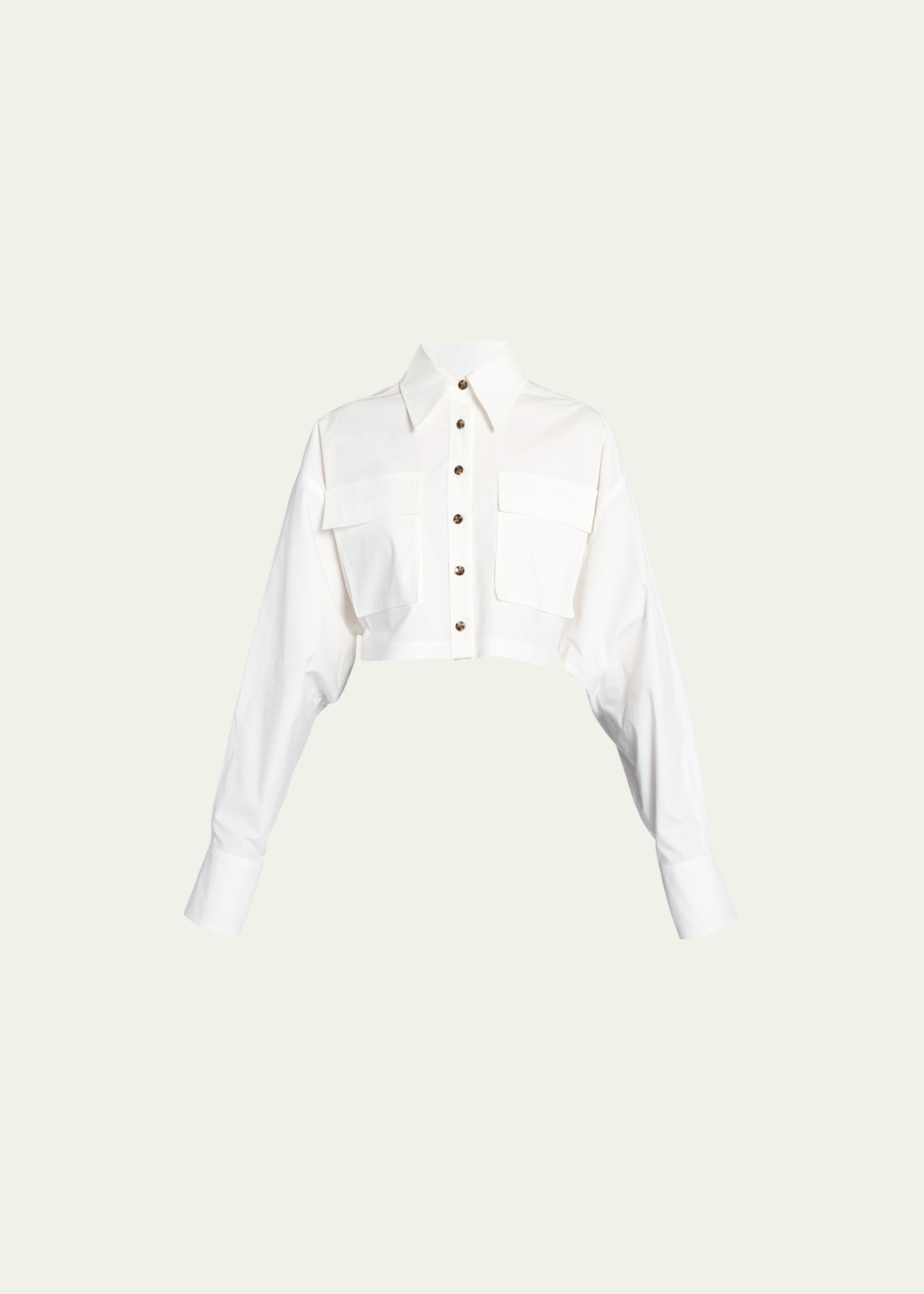 Proenza Schouler Eco Poplin Cropped Button-front Shirt In White