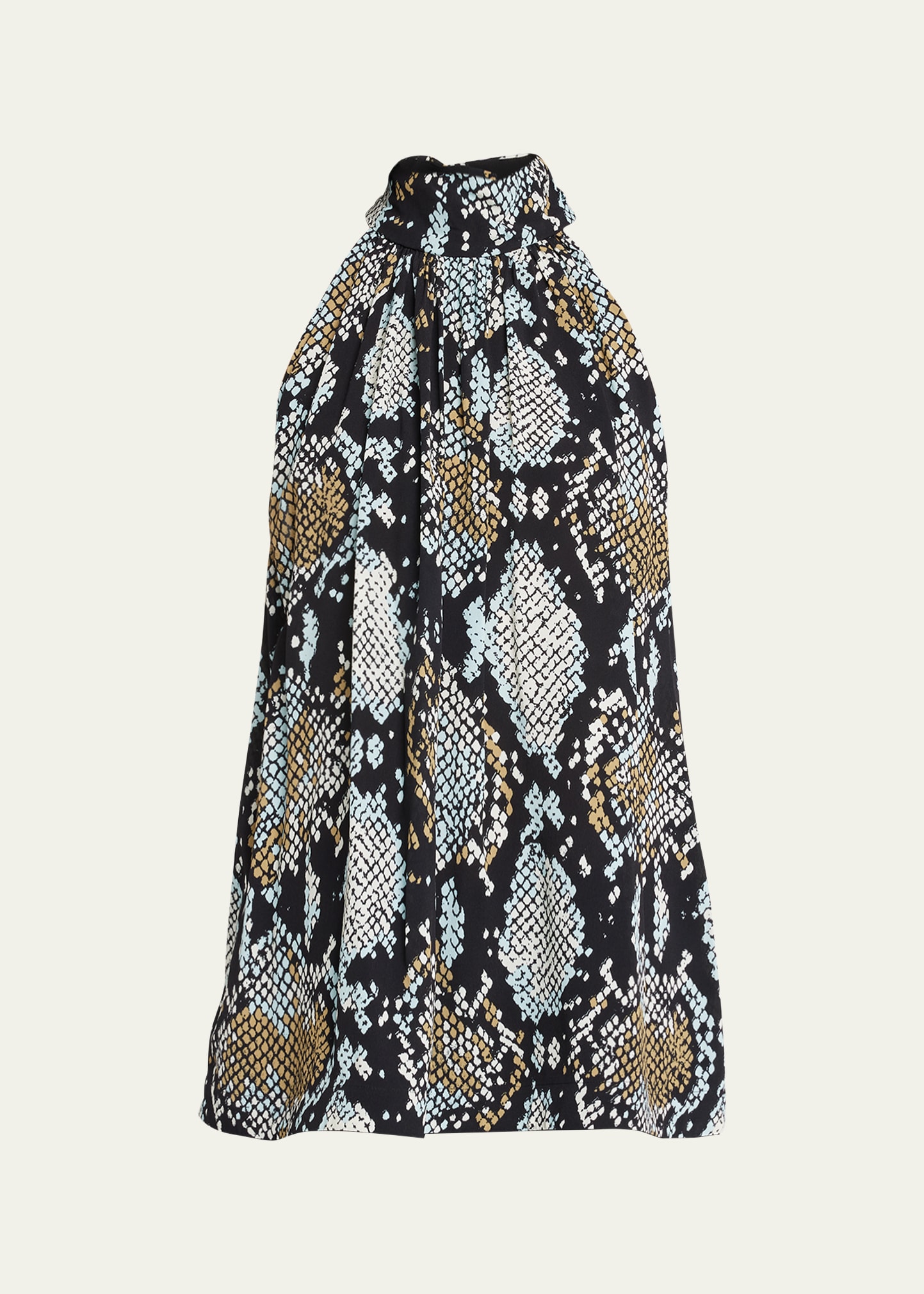 Proenza Schouler Printed Crepe De Chine Halter Top In Black Multi