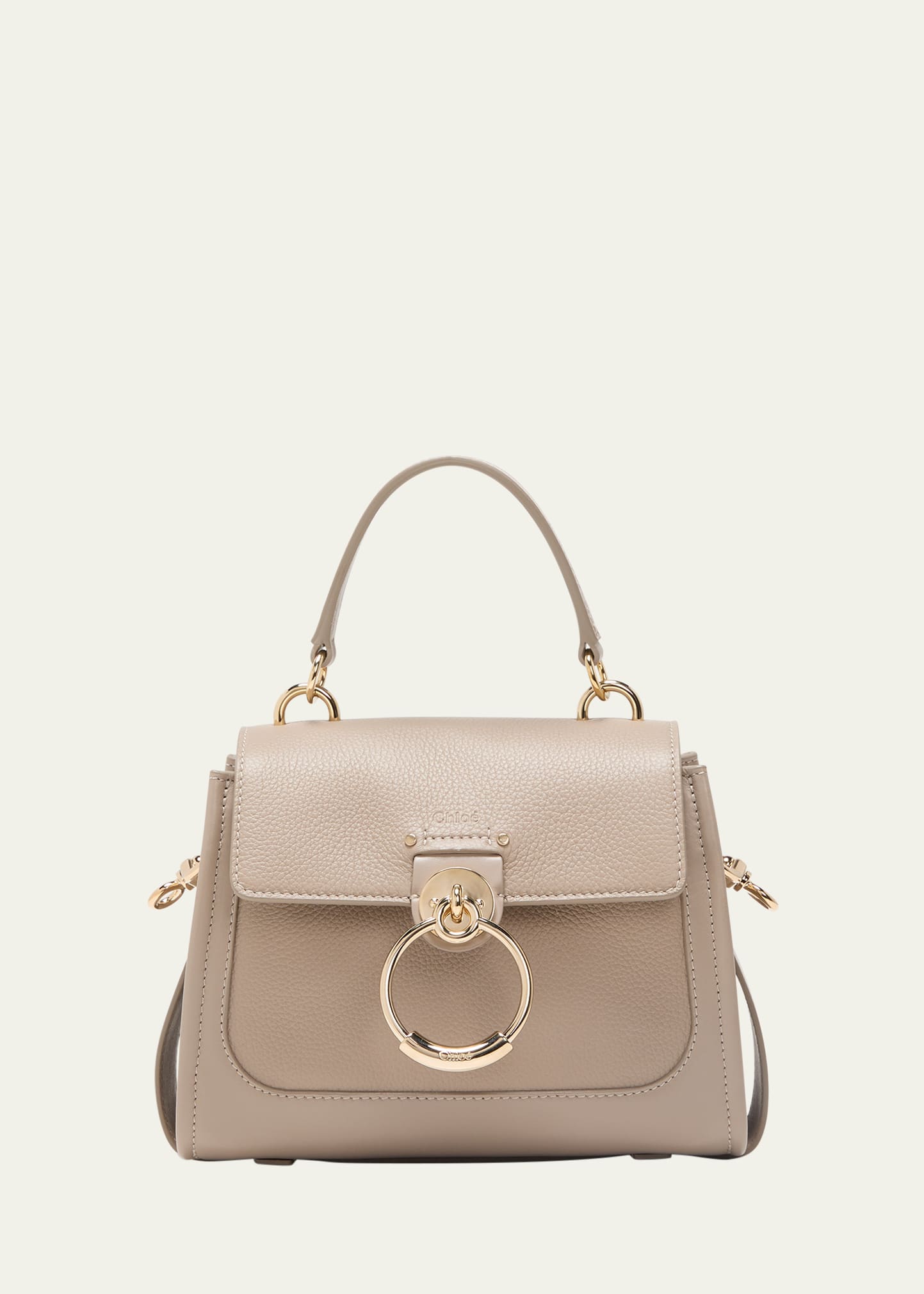 Shop Chloé Tess Flap Leather Shoulder Bag In Motty Grey