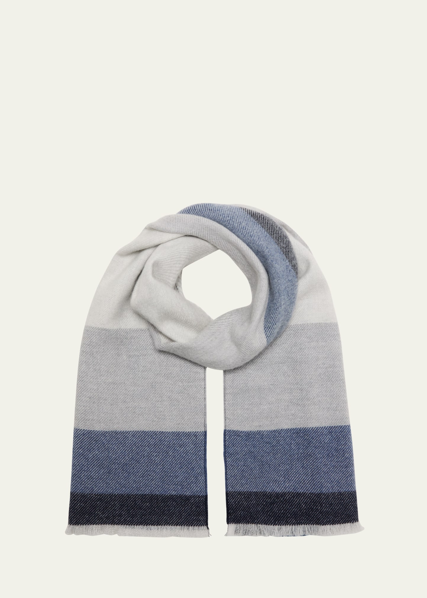 Brunello Cucinelli Men's Cashmere Color Block Scarf In Blue/grey