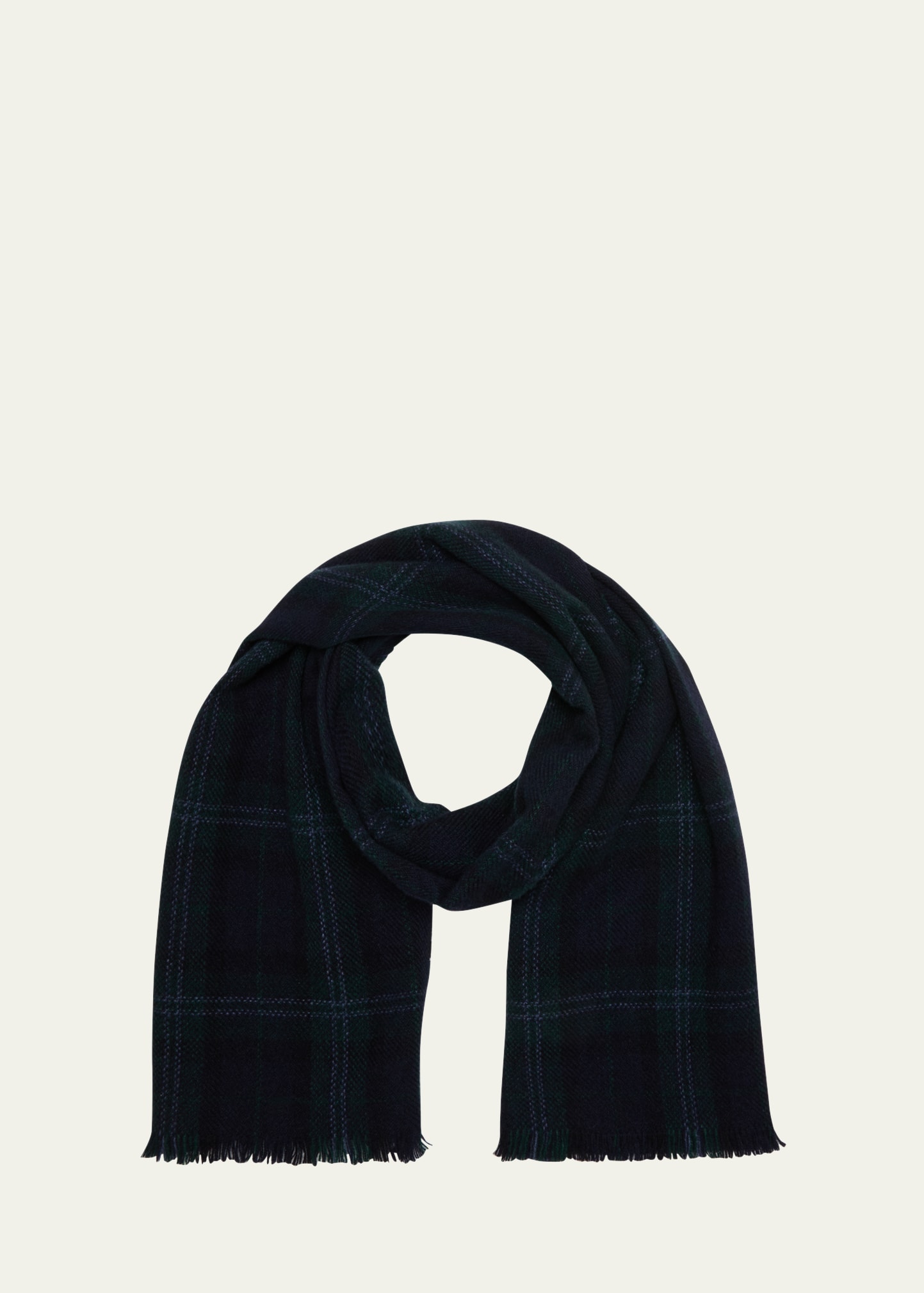 Brunello Cucinelli Plaid-check Cashmere Scarf In Ctc36 Blue Navy G