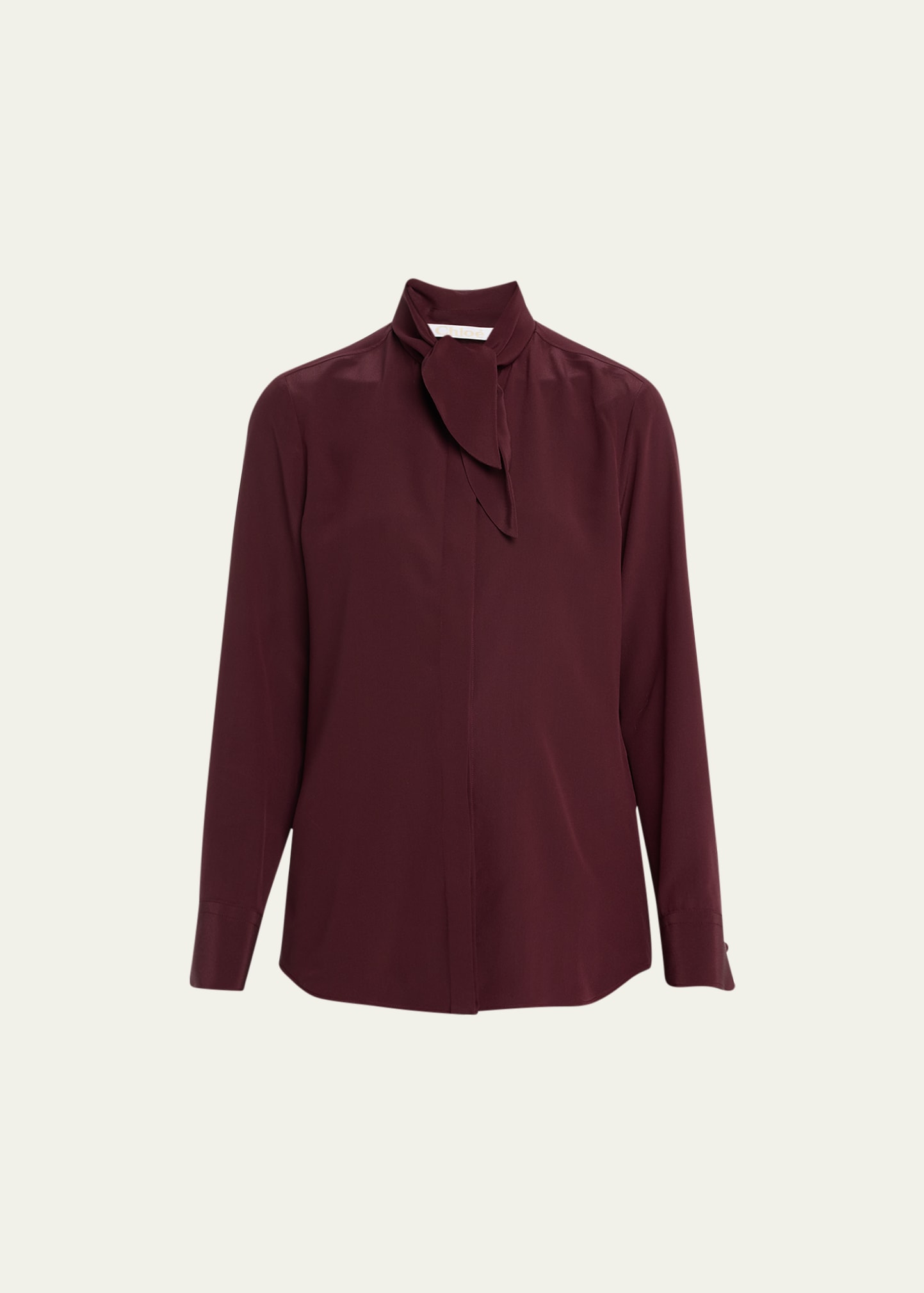 Button Down Scarf-Neck Silk Top