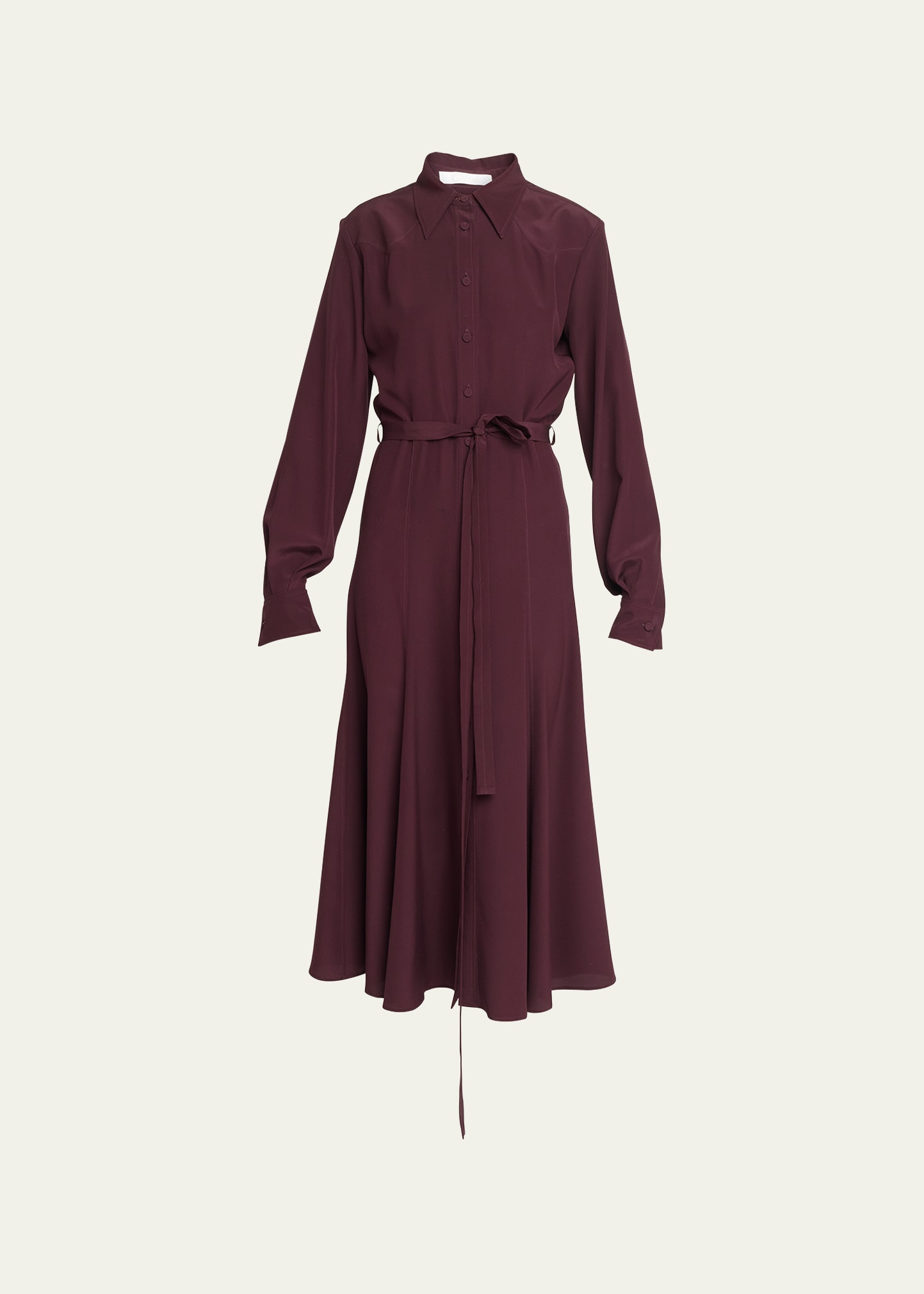 Chloé Button Down Crepe Belted Midi Dress In Obscure Purple