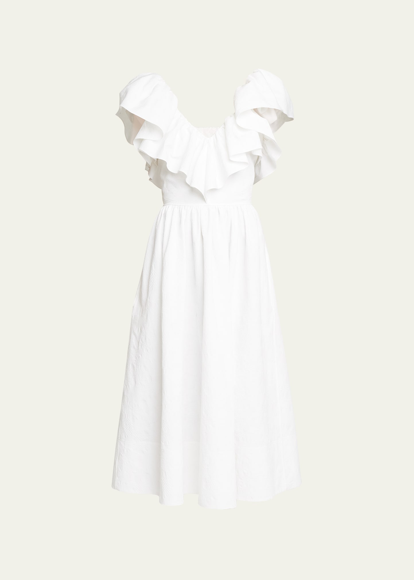 Shop Chloé Renaissance Ruffle-trim Midi Dress In White