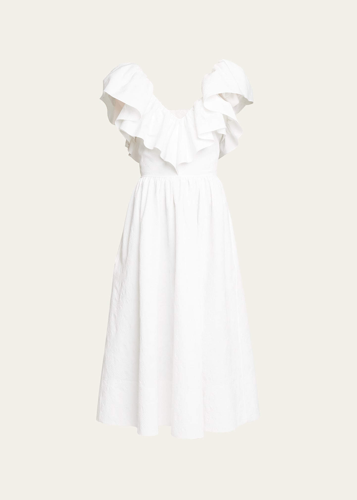 Renaissance Ruffle-Trim Midi Dress