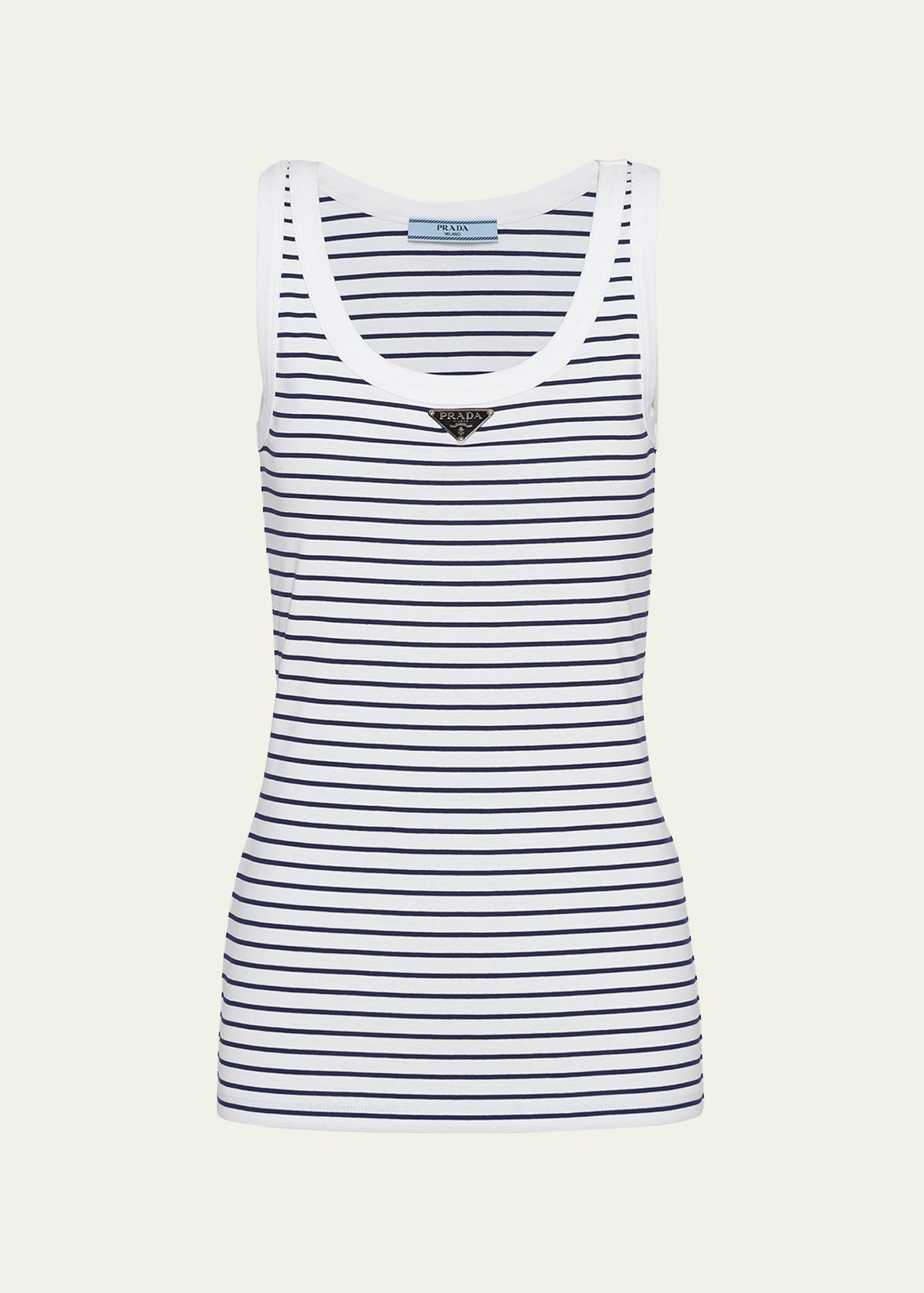 Prada Striped Cotton Jersey Tank Top In F0ub0 Bianco Blu