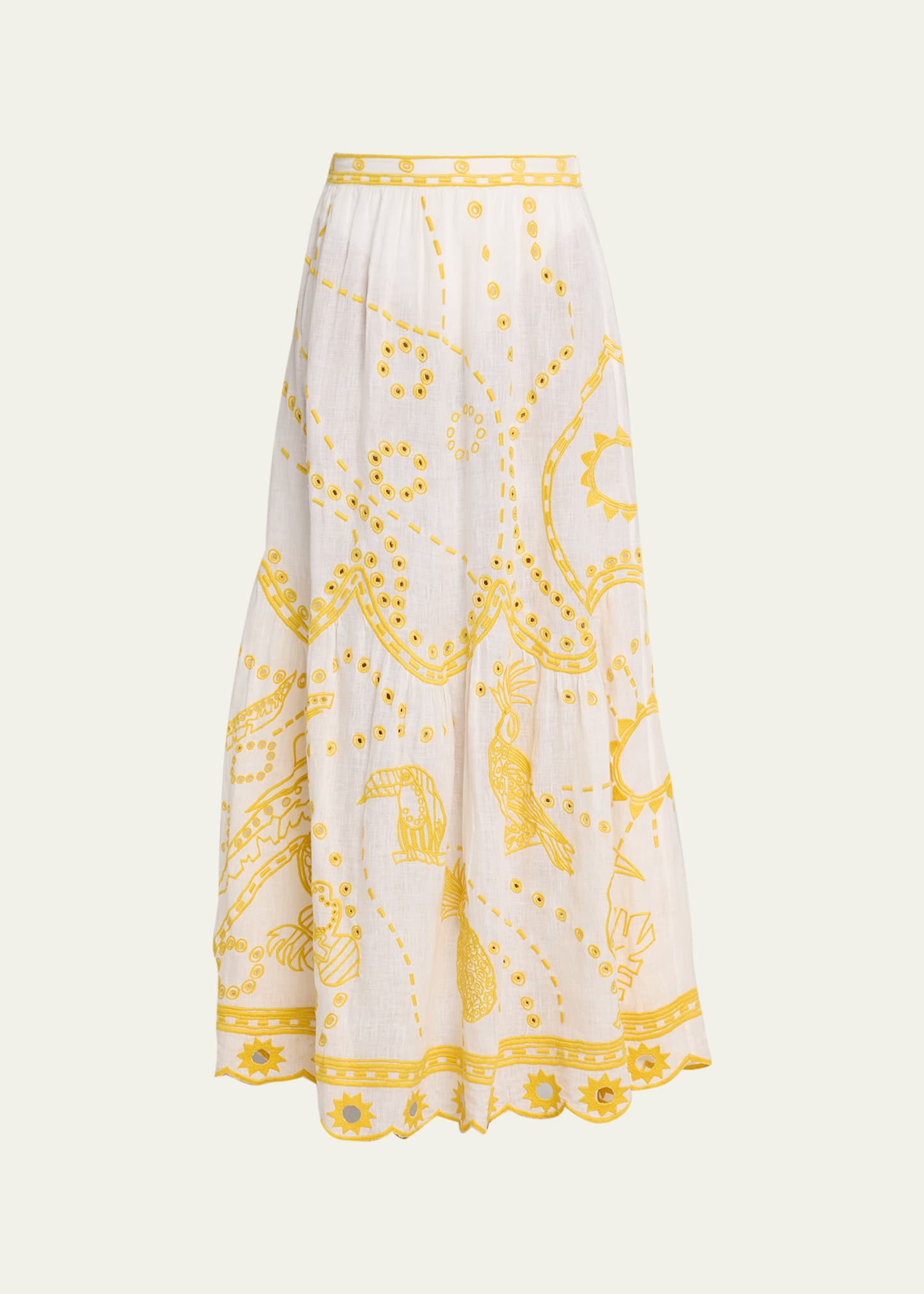 Ambra Tropical Embroidered Maxi Skirt