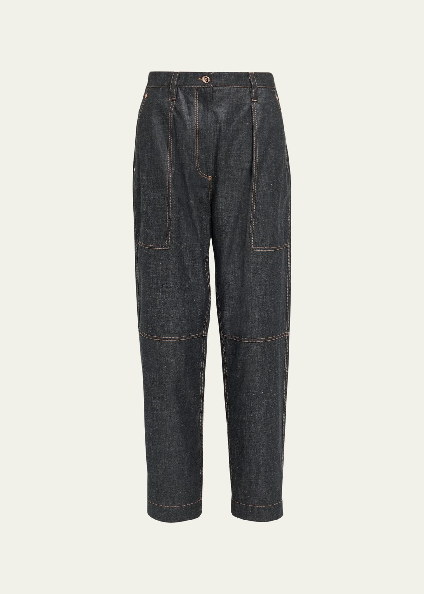 Brunello Cucinelli Denim Baggy Trousers In C7081 Black Denim
