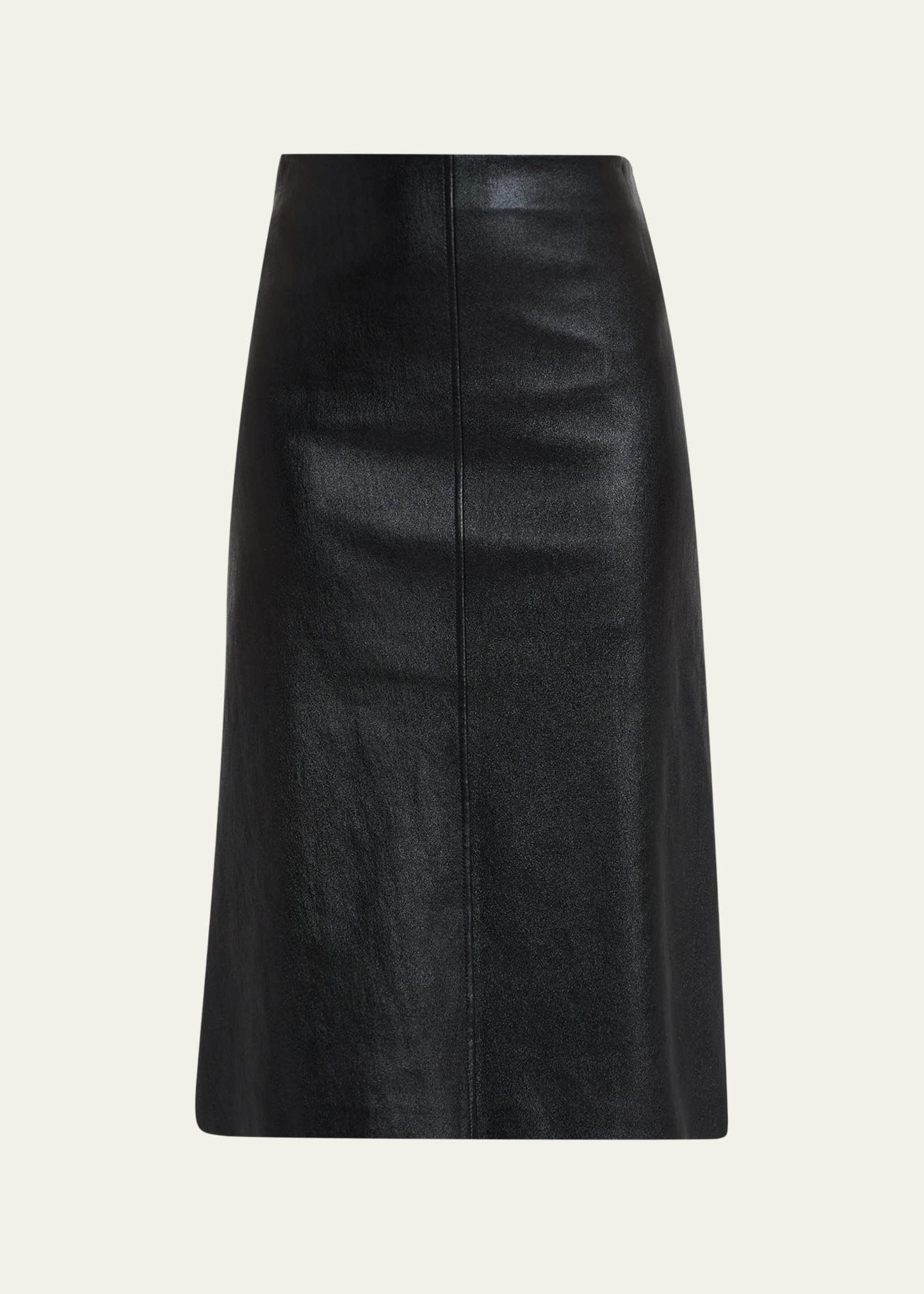 Brunello Cucinelli Glossy Leather Midi Pencil Skirt In C101 Black